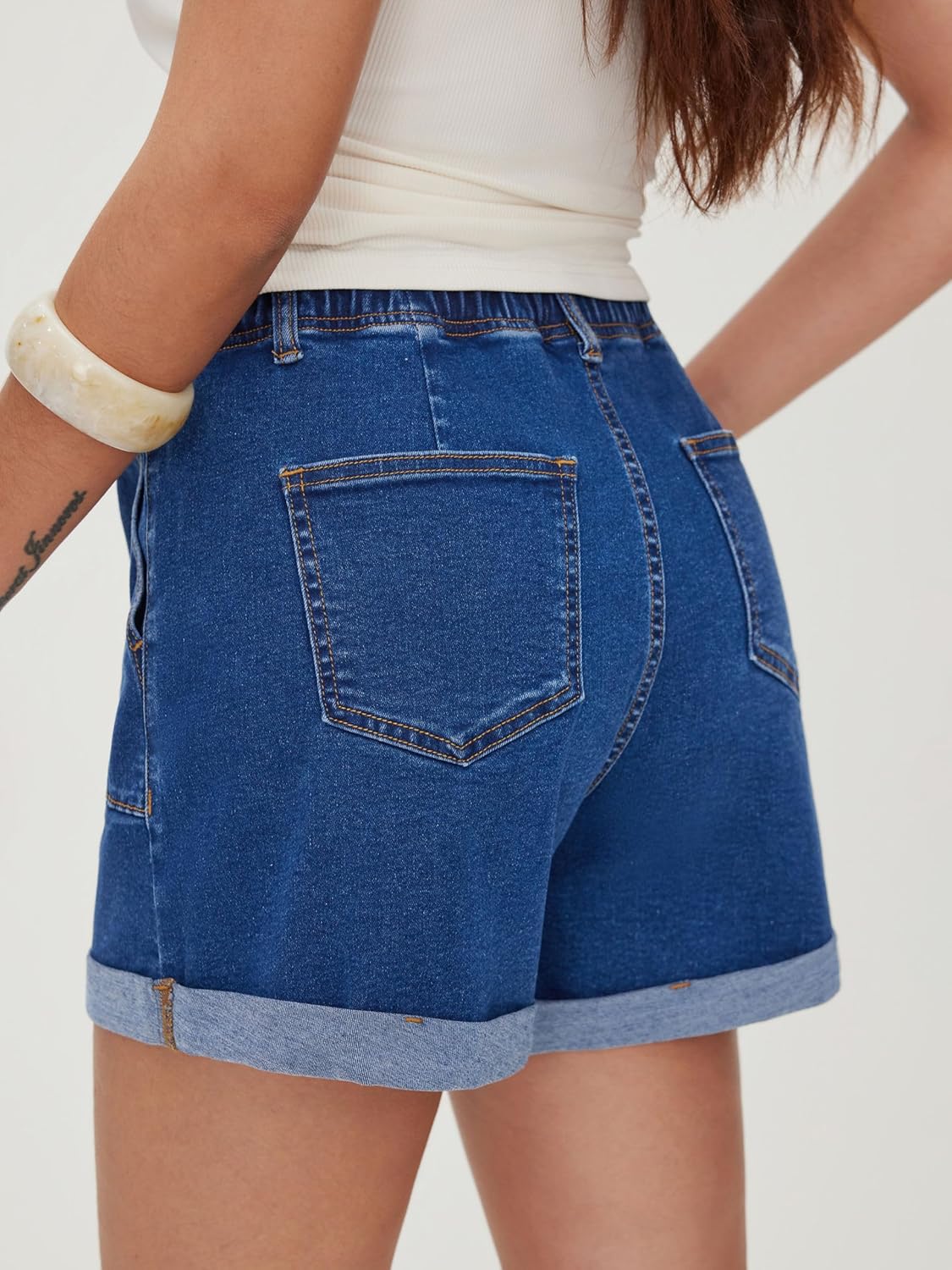 CIDER Women's Jean Shorts Drawstring Mid Waisted Denim Shorts with Pockets Casual Jorts Summer Outfits Trendy 2026 - Image 4