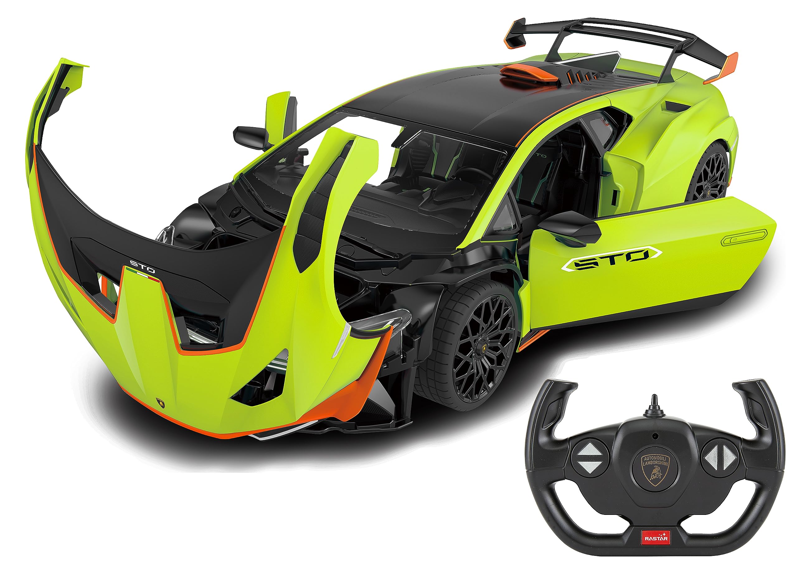 JAMARA Lamborghini Huracán STO 1:14 2,4 GHz drzwi ręczne - przezroczysta szyba przednia, światło LED, samochód RC