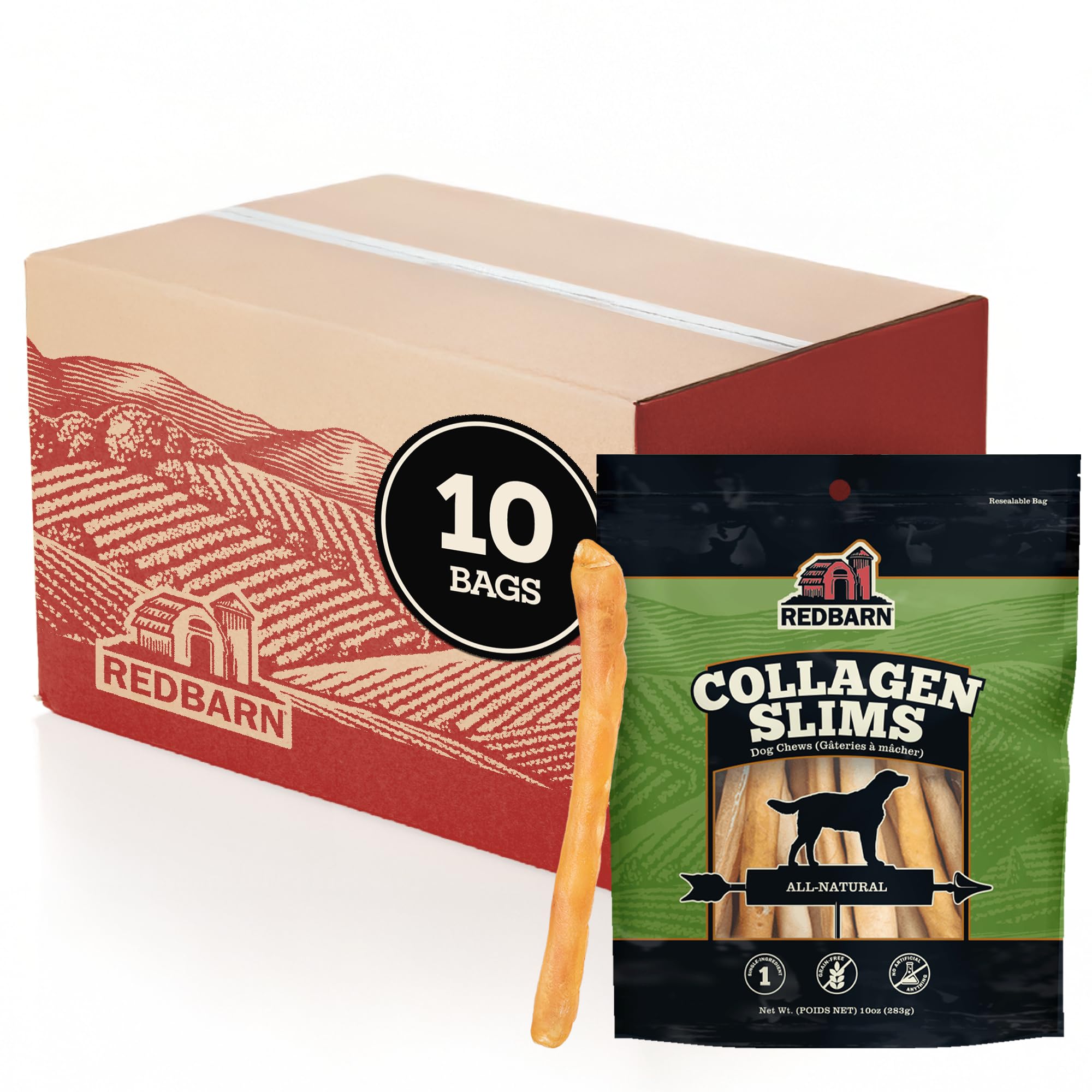 Redbarn Collagen Slims Dog Treat All-Natural Supports Healthy Joints Shiny Coat Chew case of 10