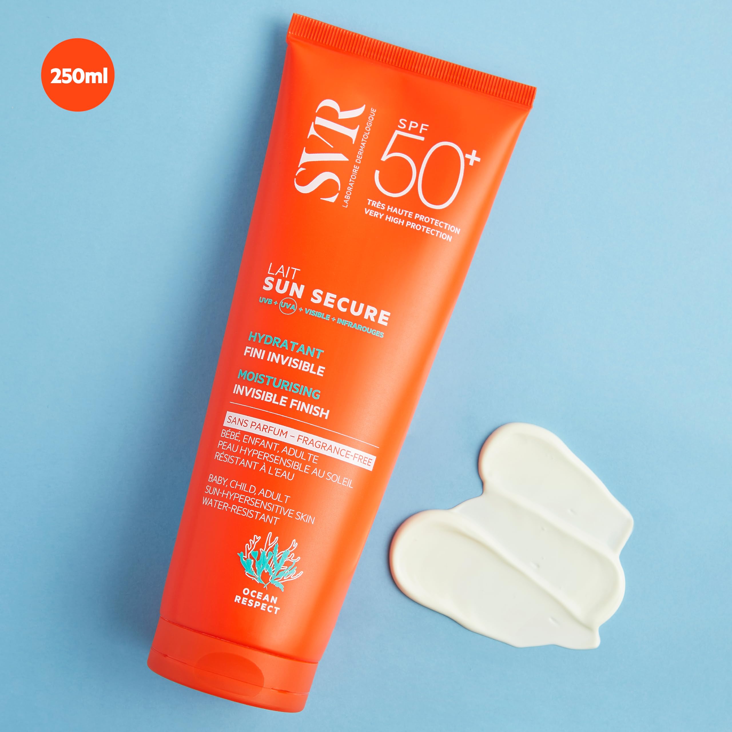 SVR SUN SECURE Face & Body Sunscreen SPF 50+ Milk for All Skin Types Very High UVA/UVB Factor 50 Sun Cream, Non-Greasy - Image 2