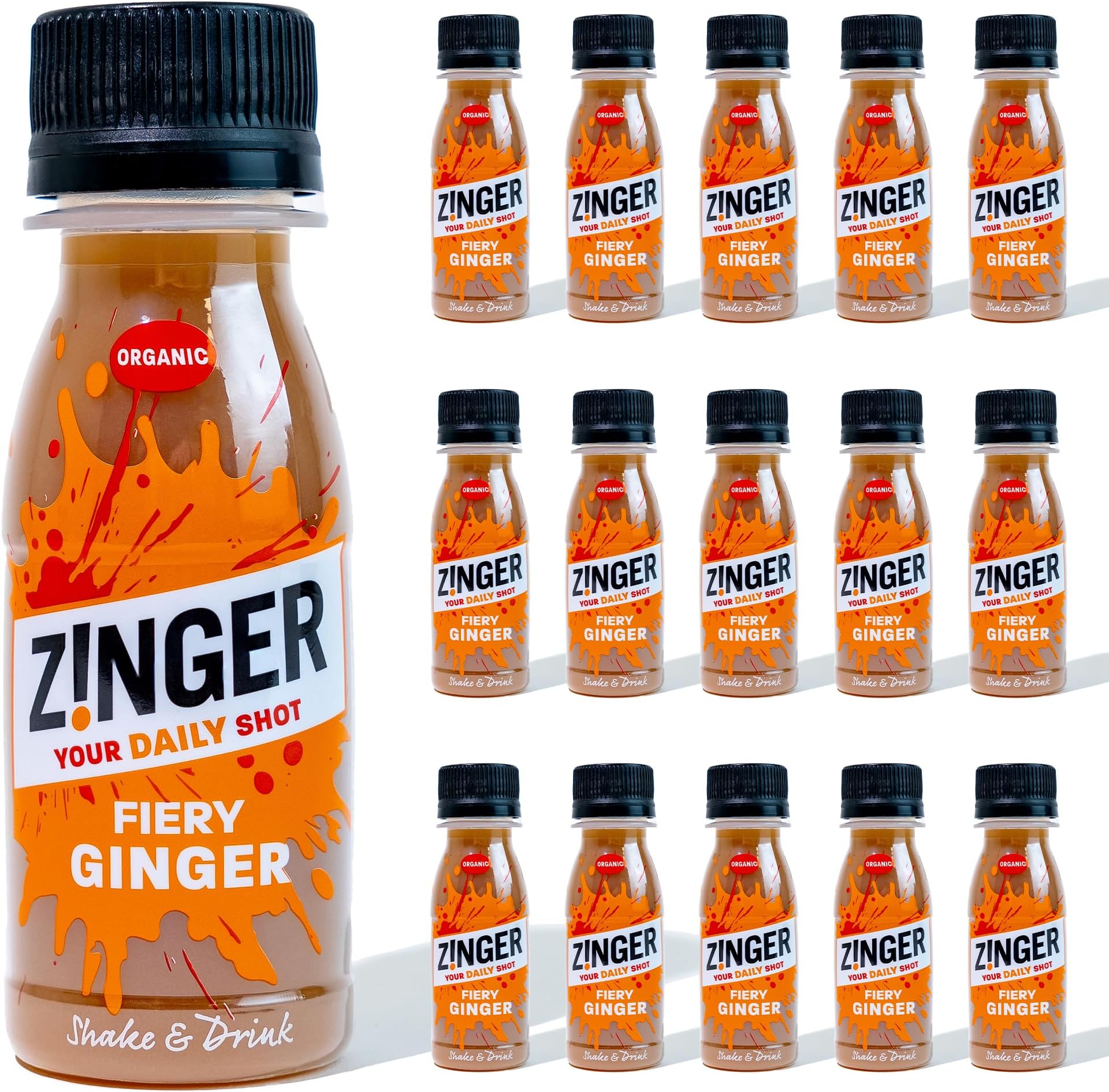 Organic Ginger Shots (15x70ml) | Refreshing Fiery Ginger Shot | Vegan and Gluten Free | No Added Sugar