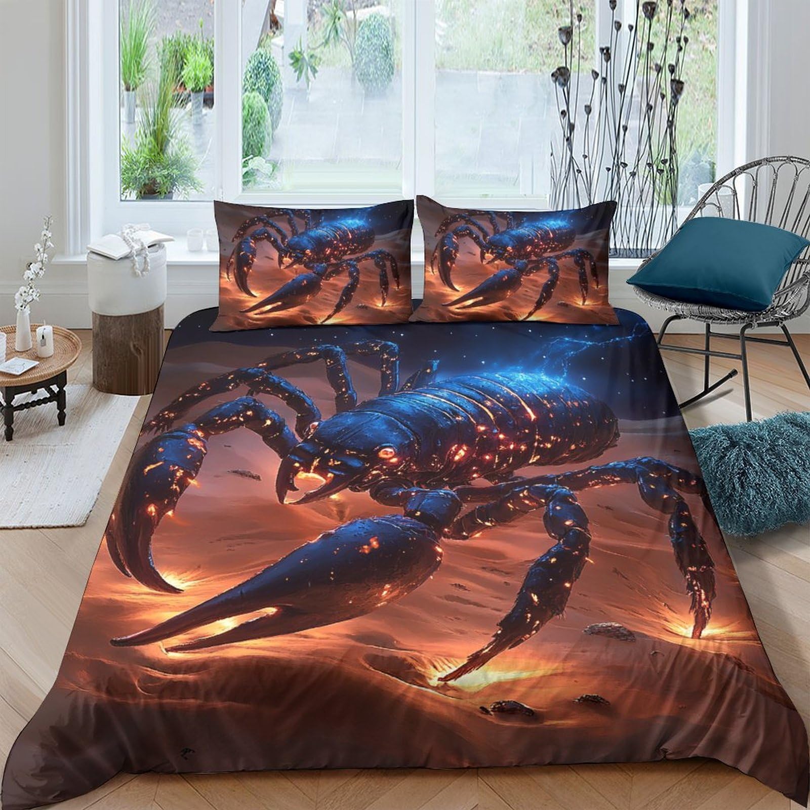 Ctjqhvkz Style-8 3D Printed Scorpion Sunset Fitted Sheet Microfiber Soft Bed Cover For Bedroom Dorm Mattress Decor Easy Care Single（135X200cm）