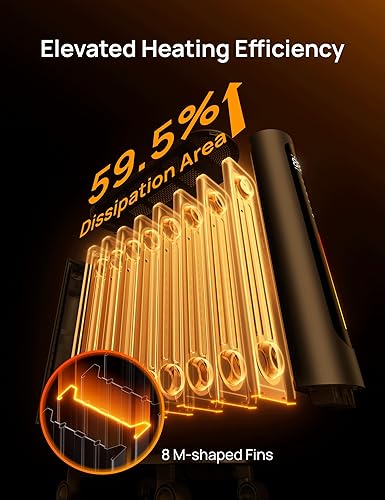 Miniatura 3 de Dreo Calentador de radiador lleno de aceite, calentador radiante de 1500 W con control remoto, termostato digital, 4 modos, temporizador de 24