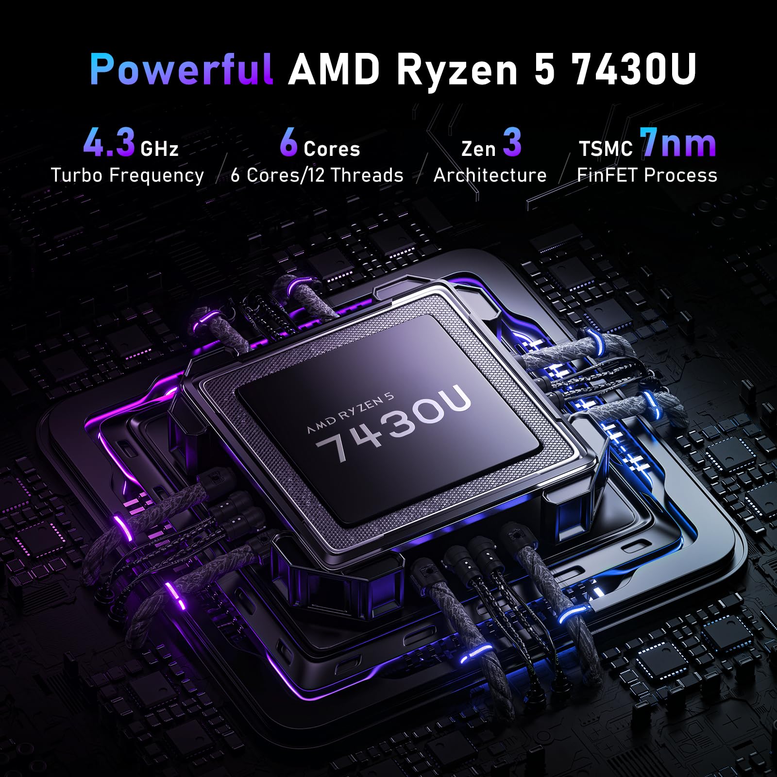 NIAKUN 15,6 pollici PC Portatile Gaming Laptops Notebook, Computer Portatile 16GB RAM 1TB SSD, Tastiera Retroilluminata, AMD Ryzen 5 7430U Processore (fino a 4.3Ghz), 6000mAh, Tipo-C