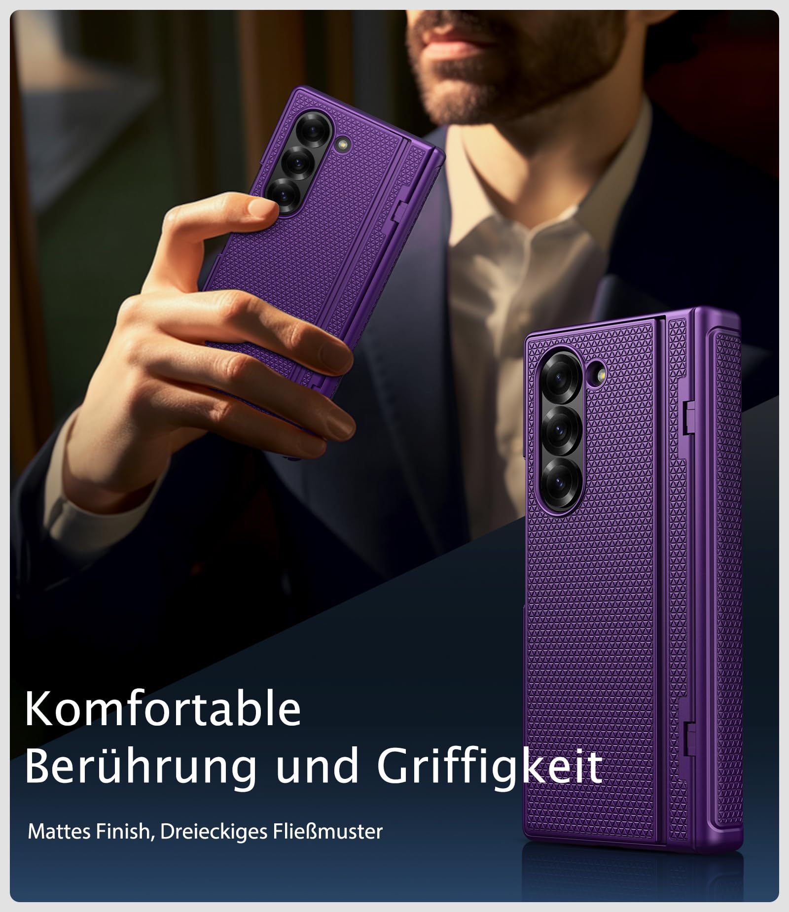 Funda para Samsung Galaxy Fold 6 con Soporte Oculto, Morado Oscuro