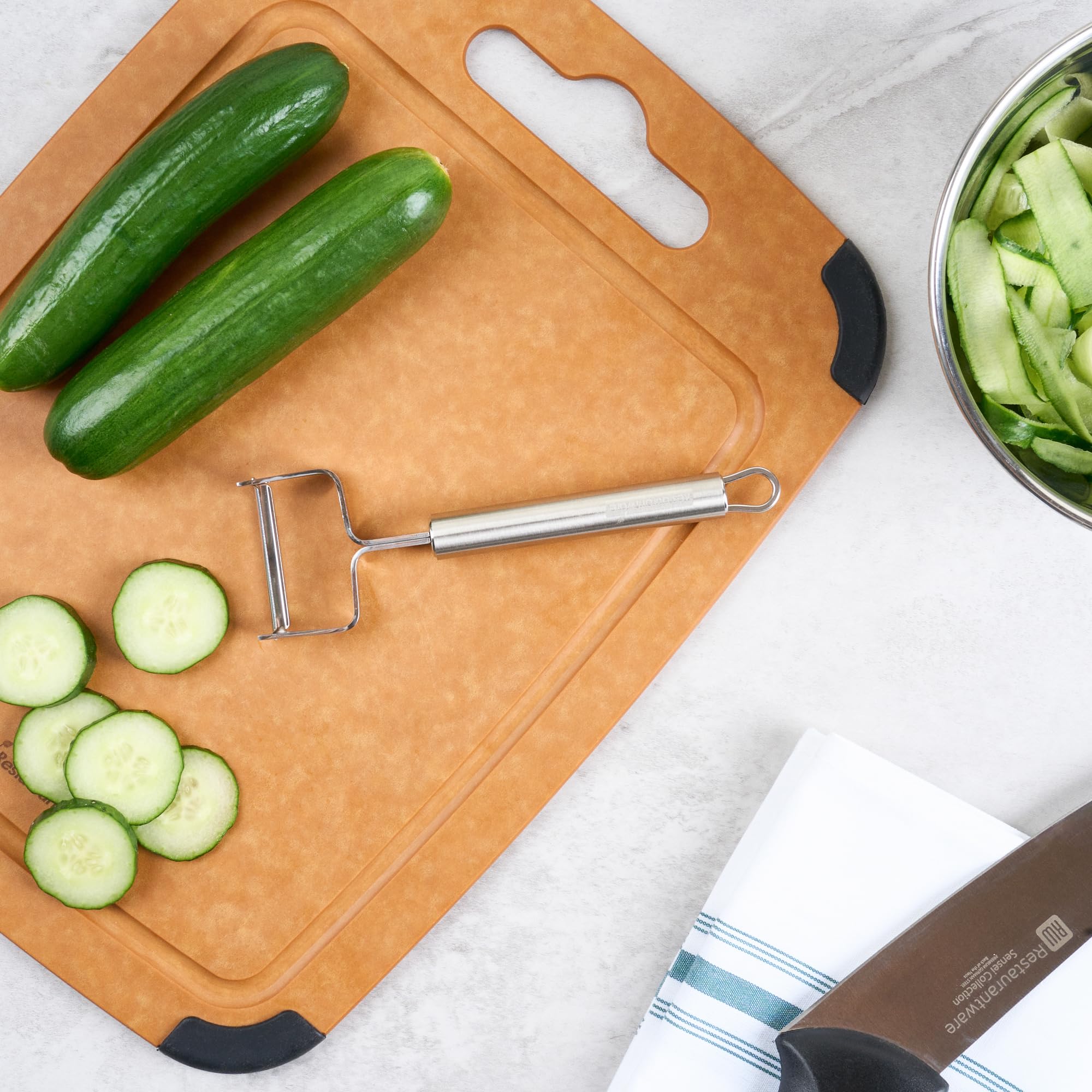 German Standard - Pelador de verduras de 6.6 pulgadas, pelador de patatas en 1 Y, hoja ultra afilada, mango ergonómico, pelador de frutas de acero inoxidable, apto para lavavajillas, para calabacín,