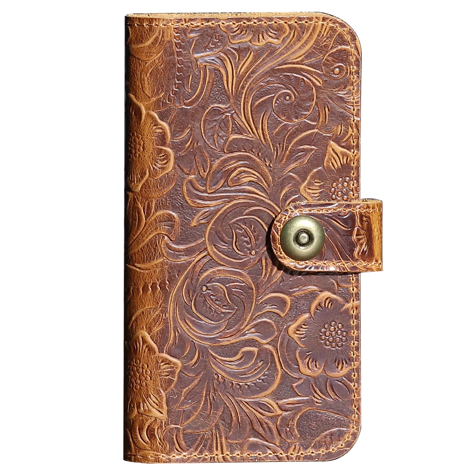 RMAWRAD Wallet case for iPhone 13 pro Max Real Leather 6.7 in Case,Genuine Leather Shockproof Case,Flip Folio Cover with Card Slot Kickstand, Brown