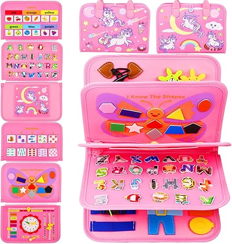 HmiL-U Busy Board Tablero sensorial de actividades educativas para niños pequeños, juguetes Montessori con habilidad para la vida, en forma del