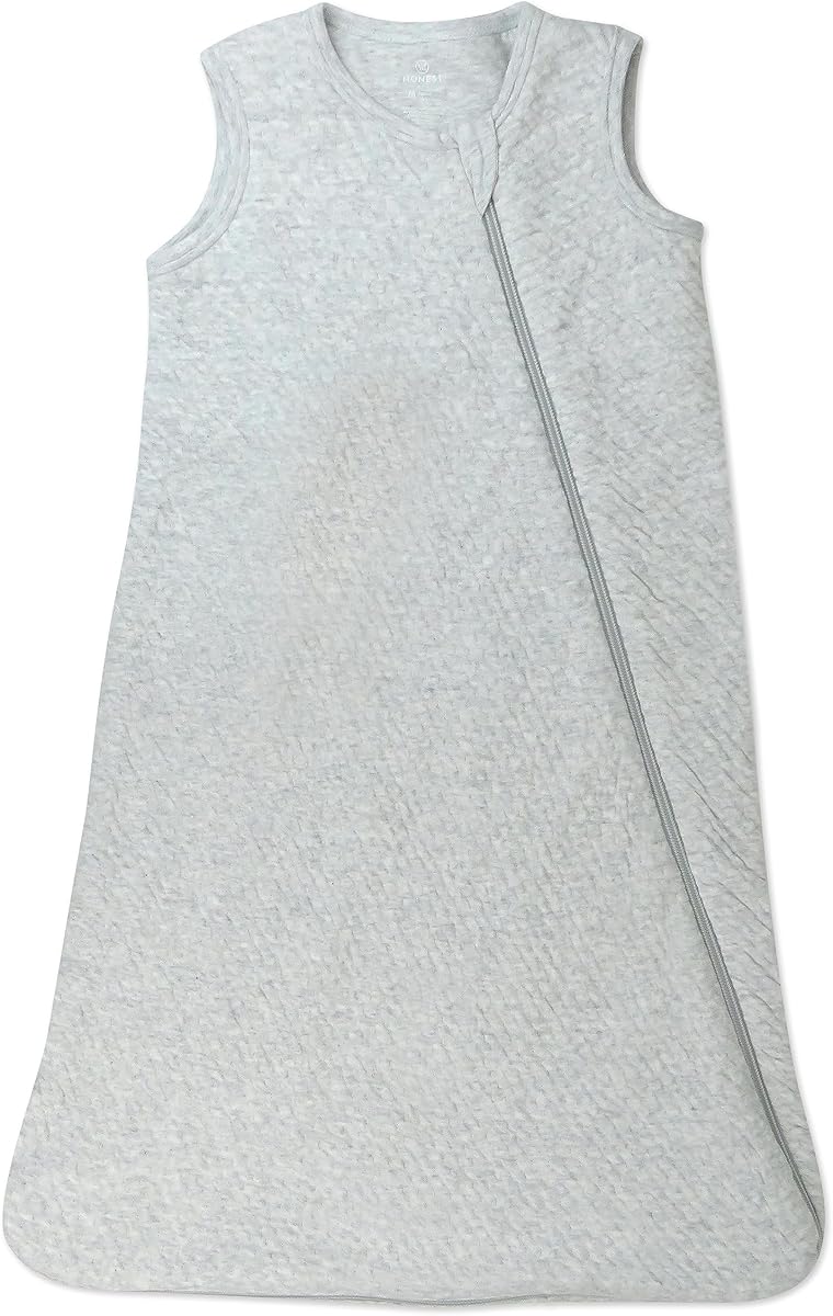 HonestBaby Manta portátil Matelasse de algodón orgánico, gris claro jaspeado, pequeña