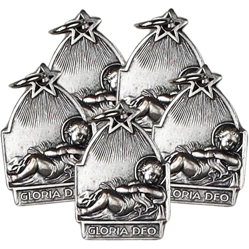 Needzo Gloria Deo Jesus Medal, Exquisite Religious Charm, Perfect for Jewelry, Catholic Gift or Handout, 18mm, Pack of 5