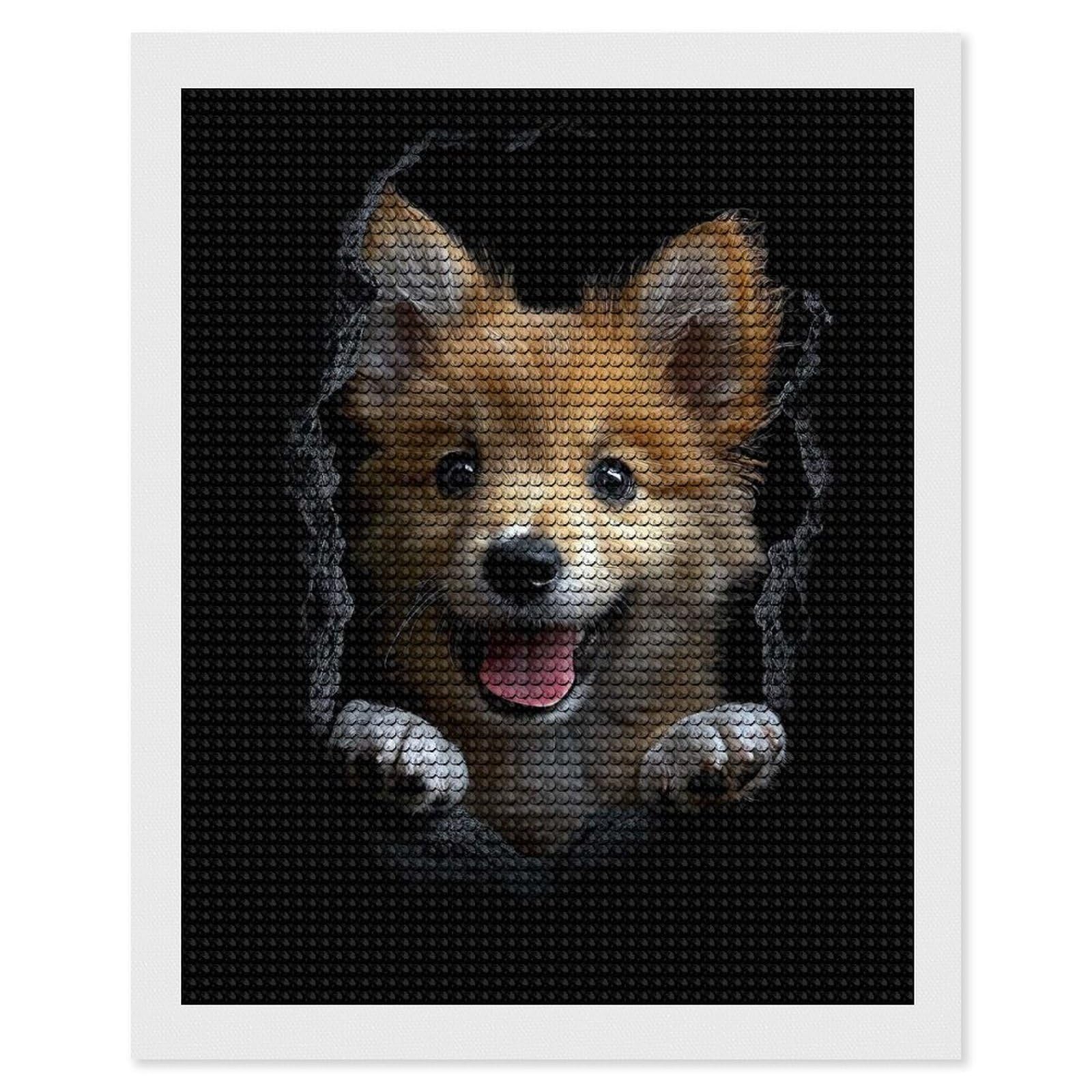 Junmoney Icelandic Sheepdog Diamond Painting Set 16"x20", Full Kit Included, Sparkling Round Gems, Farmhouse Decor, Festive Craft Gift