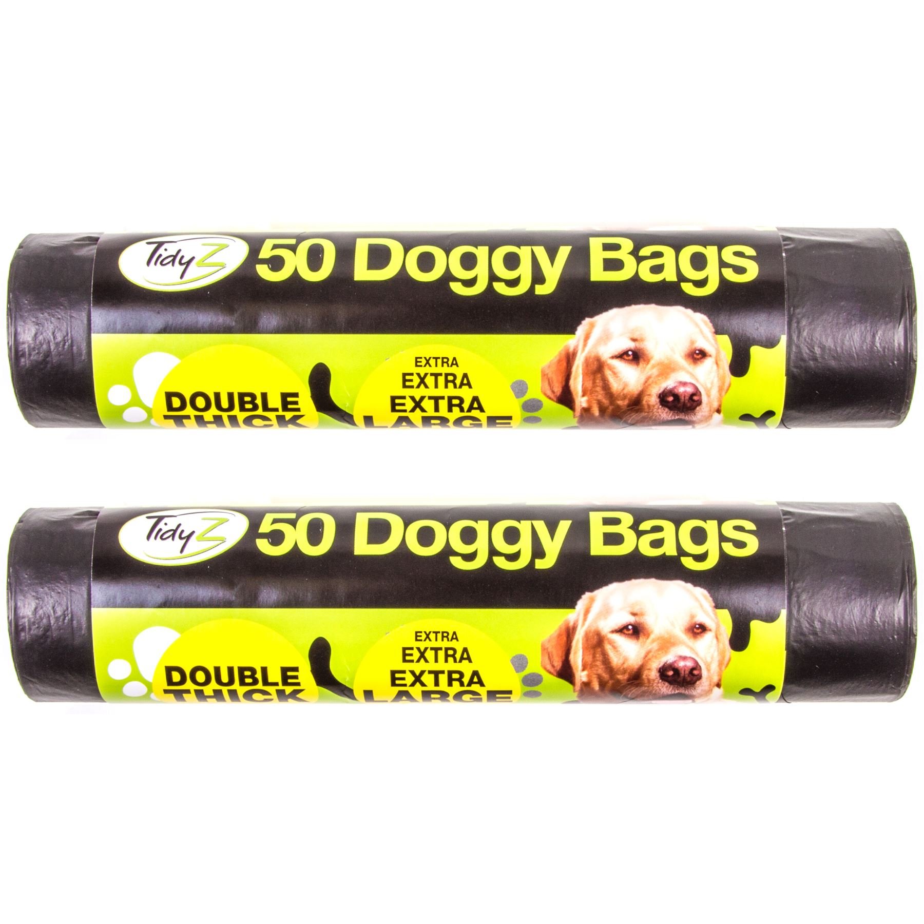 Balle Black 100X Extra Large Super Strong Doggy Bags - 38Cm Poo/Waste Pickup - Tie Top Mess Holders