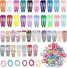 180 Pieces, 80 Pieces Girls Hair Clips+100 Pieces Small Hair Elastics, Girls Hair Clips and Elastics for Girls, Metal Hair Clips Accessories for Girls