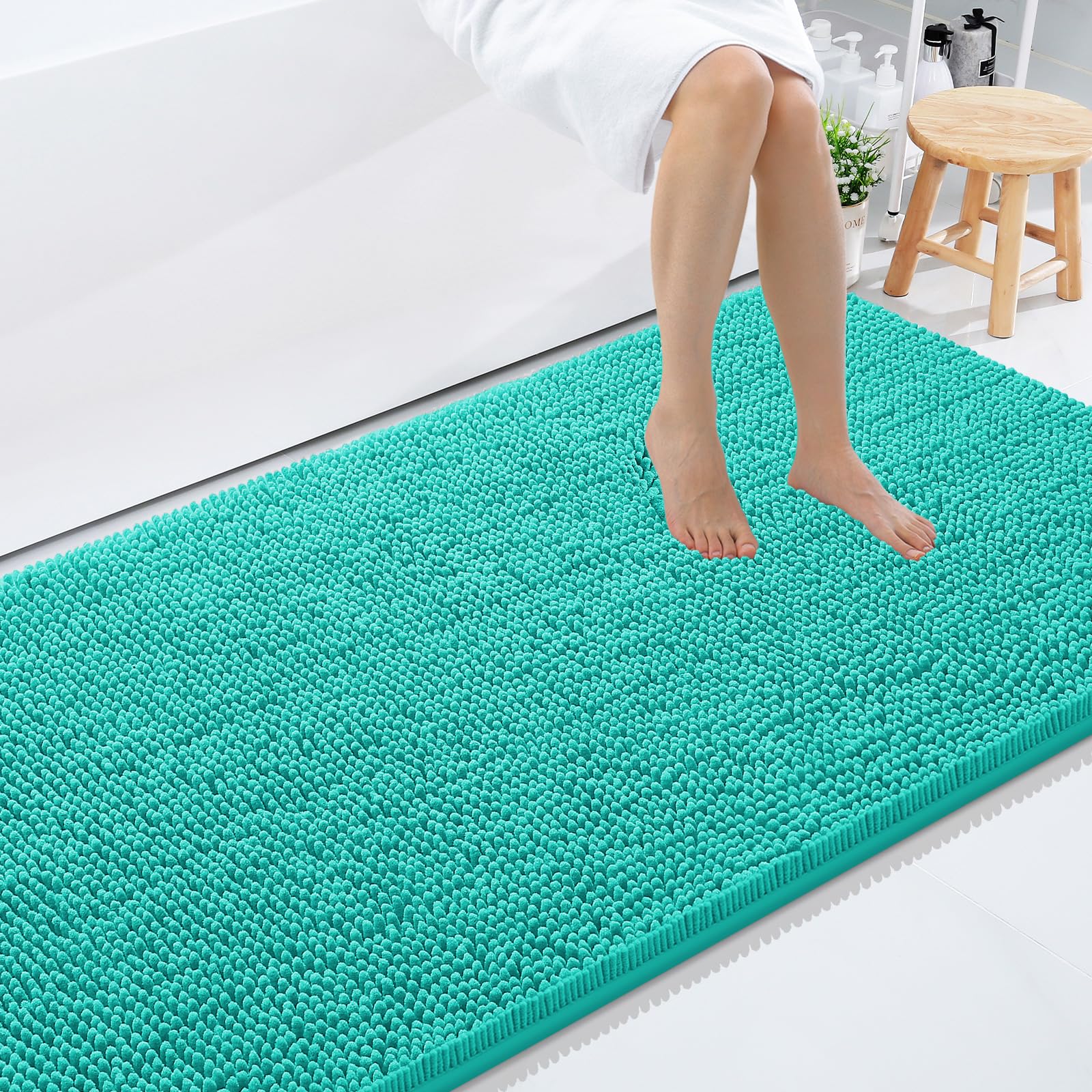 Smiry Bathroom Rugs 59X35, Luxury Chenille Extra Soft Absorbent Bath Mat