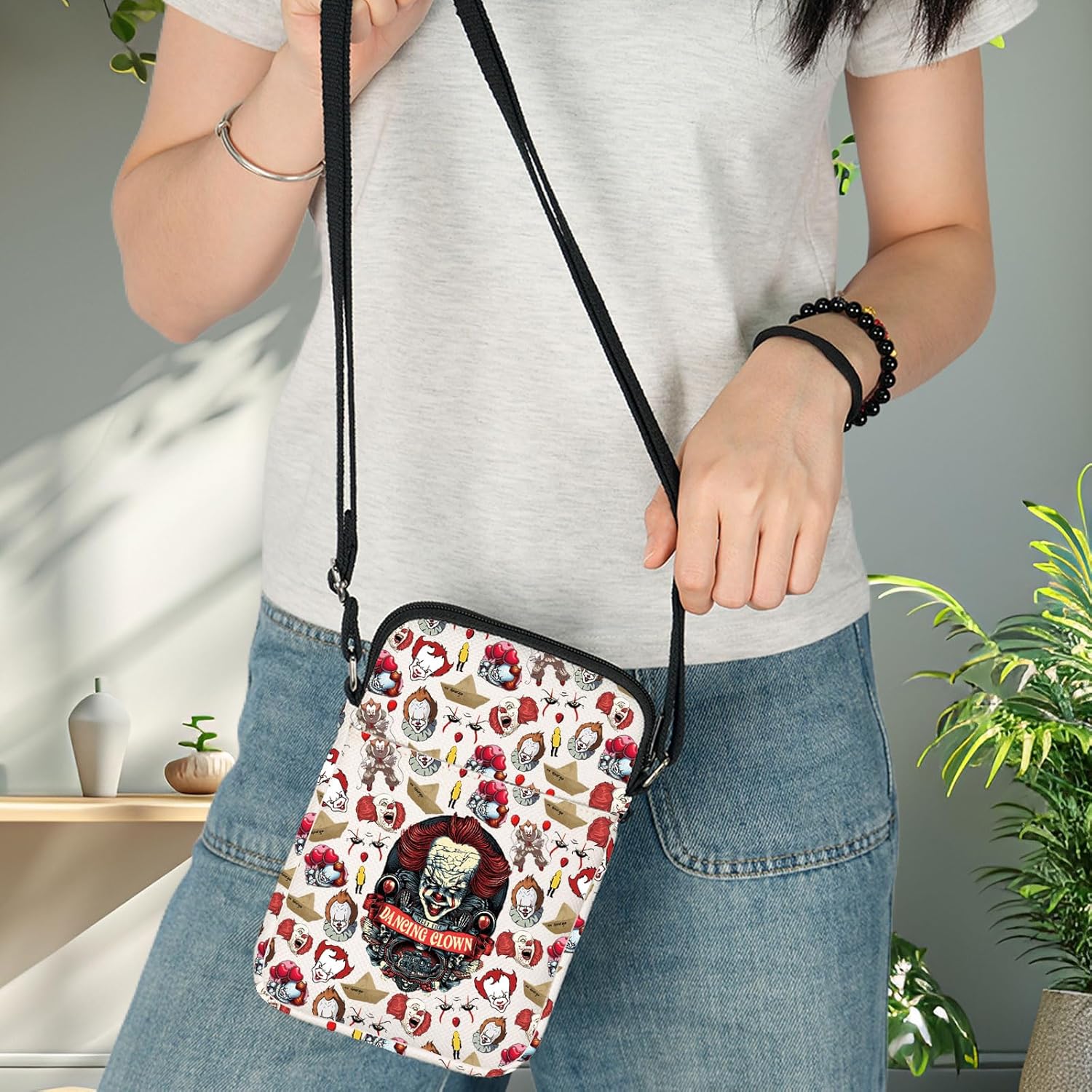 BWWKTOP Clown Crossbody Bag Horror Movie Gift Horror Clown Shoulder Bag 1890s Carnival Clown Merch - Image 2