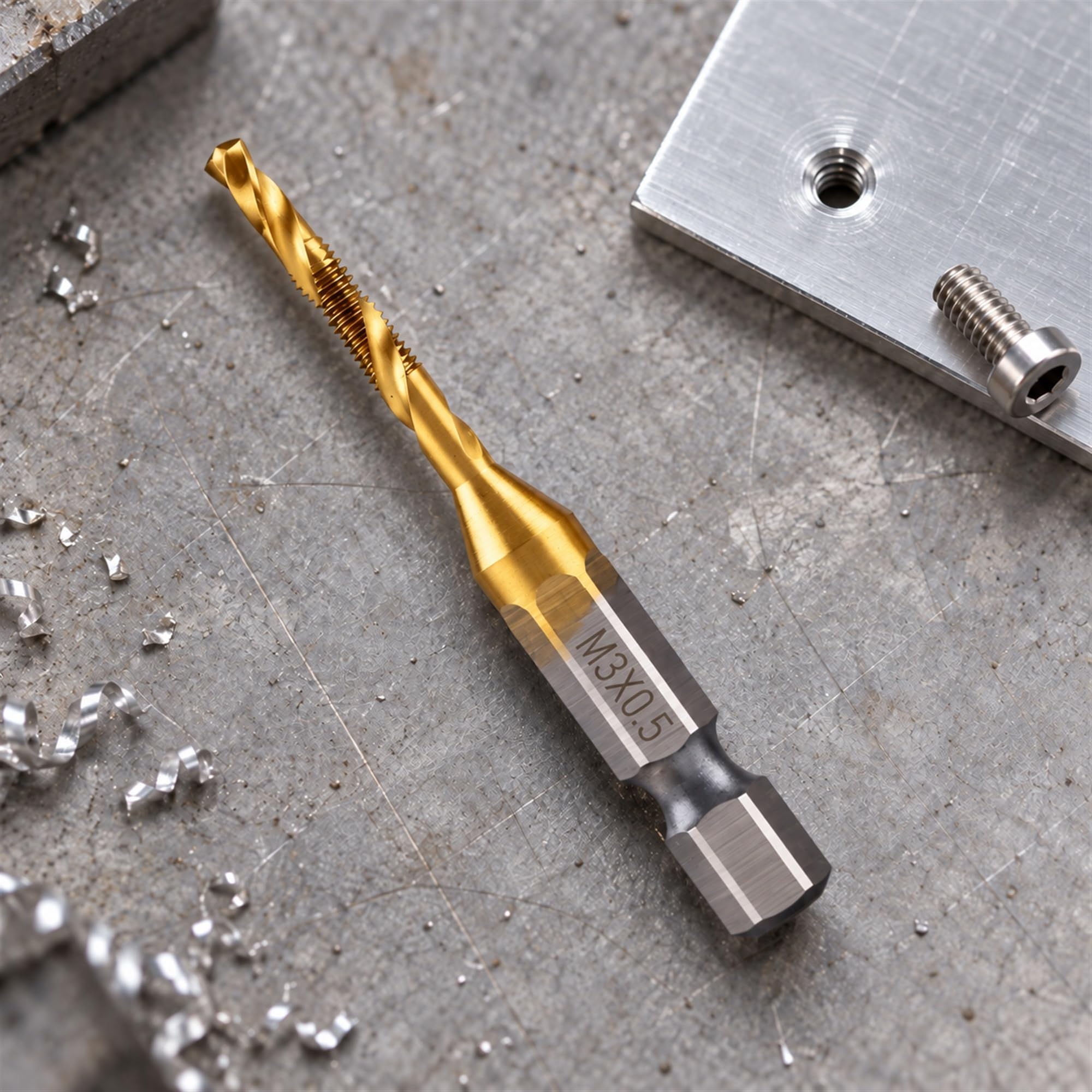 High Speed Steel Combination Drill and Thread Tap for Metric Threading, Chamfering and Everyday Workshop Repairs