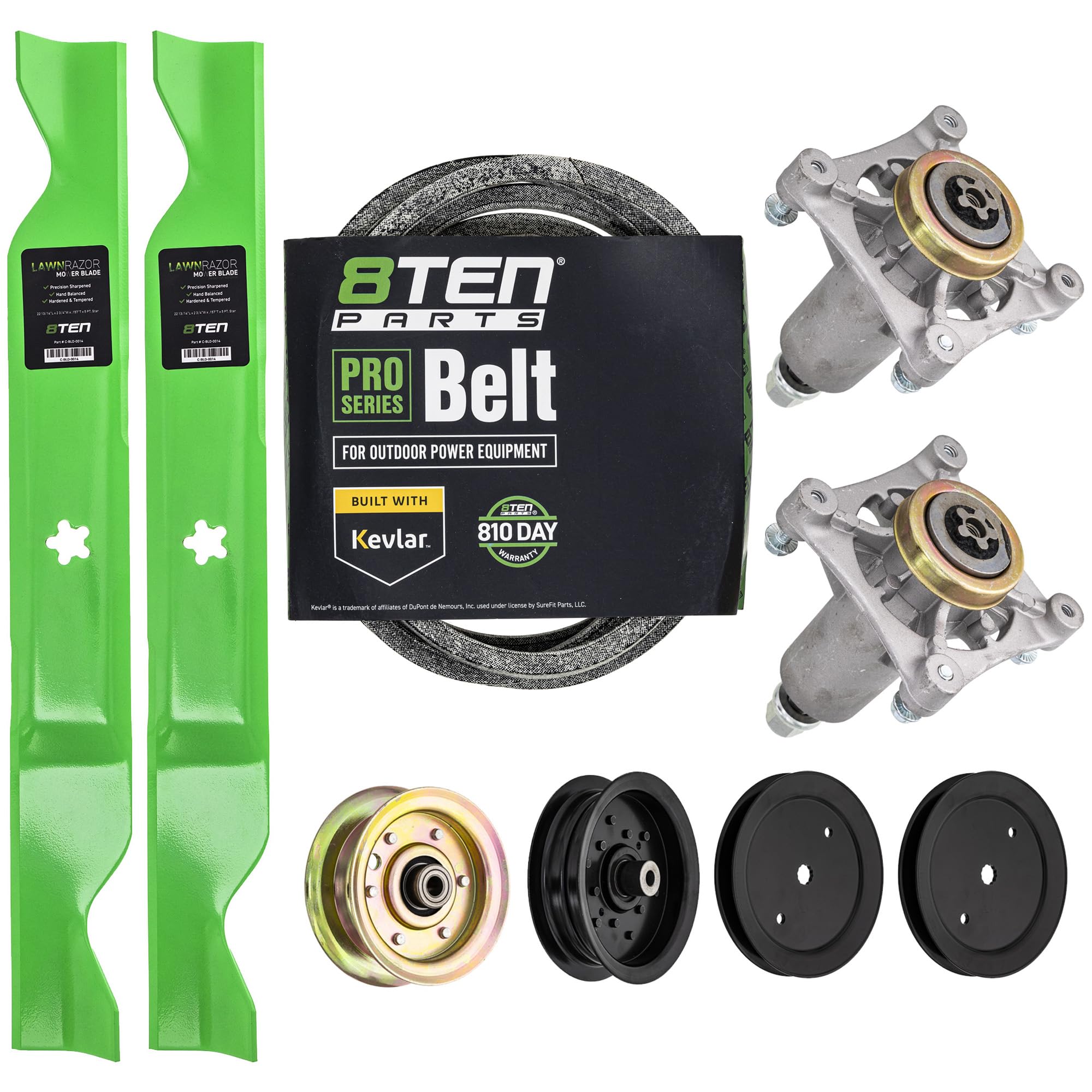 Amazon.com : 8TEN Deck Rebuild Kit Spindle Blade Belt Idler for