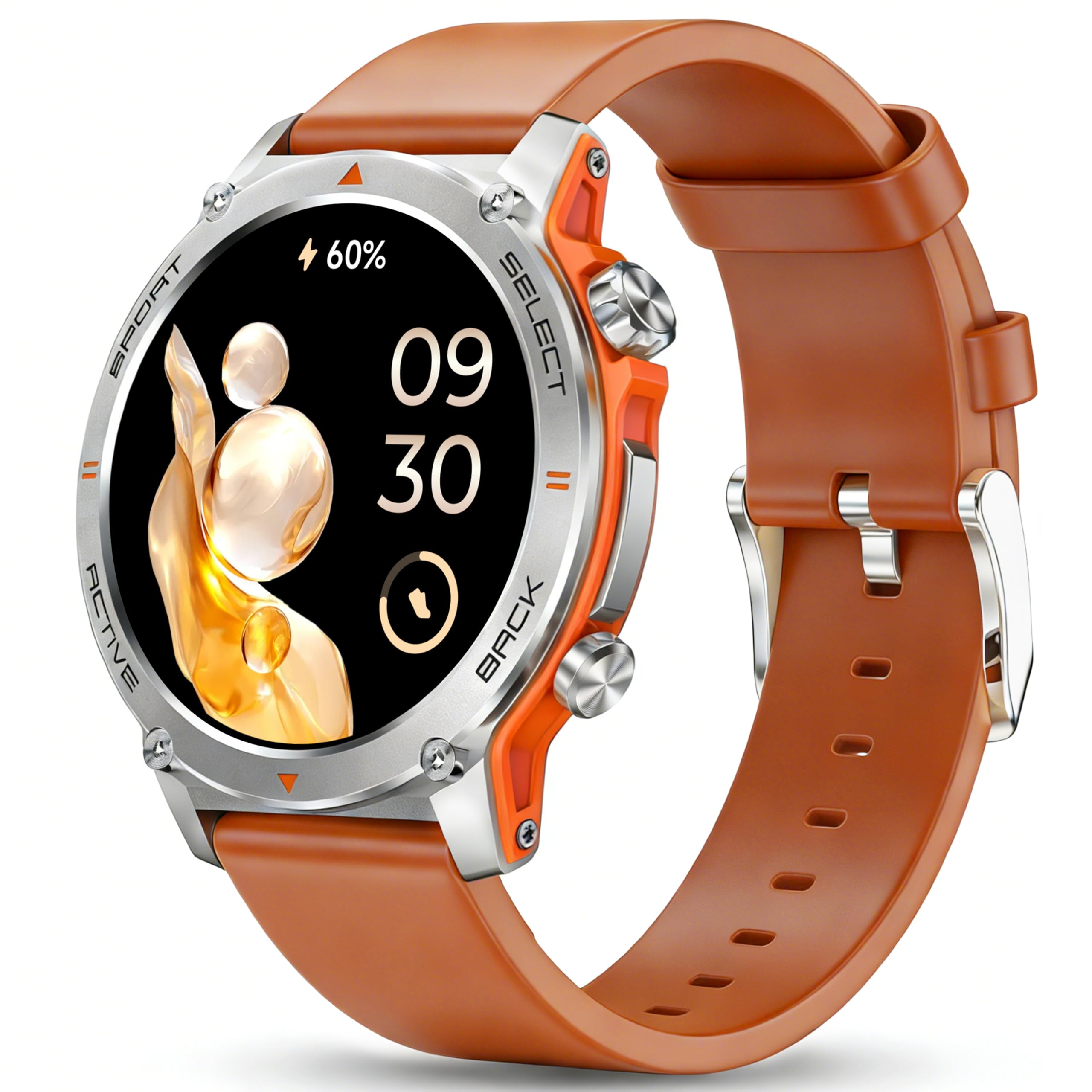 Popglory Smart Watch, 1.43''AMOLED 45mm Military Smartwatch Men Women Answer/Make Call, Digital Fitness Watch, 110+ Sports, Blood Pressure, Heart Rate