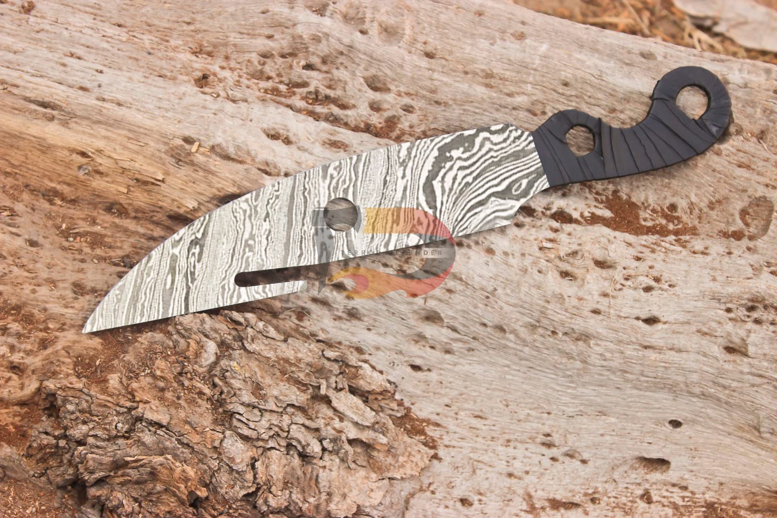 Generic Damascus Hunter Knife Destiny Forged BLOSSOM Pattern Steel Replica Knife