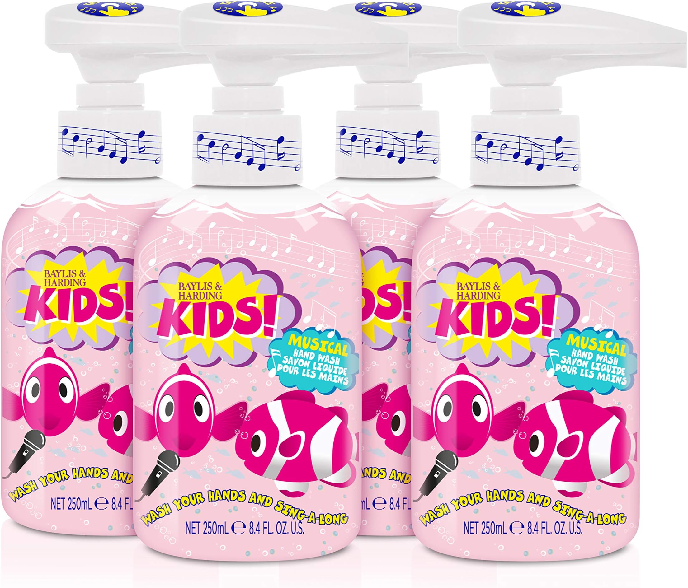 Baylis & Harding Kids! Pink Musical Hand Wash 250ml, Pack of 4 - Vegan Friendly