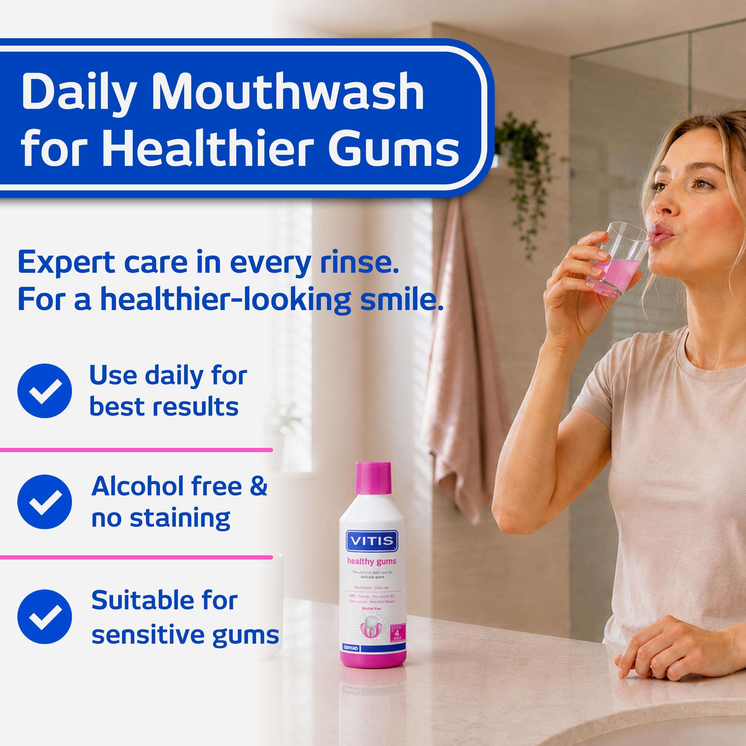 Vitis Gingival The Ultimate Daily Gum Care płyn do płukania jamy ustnej bez alkoholu, 500 ml