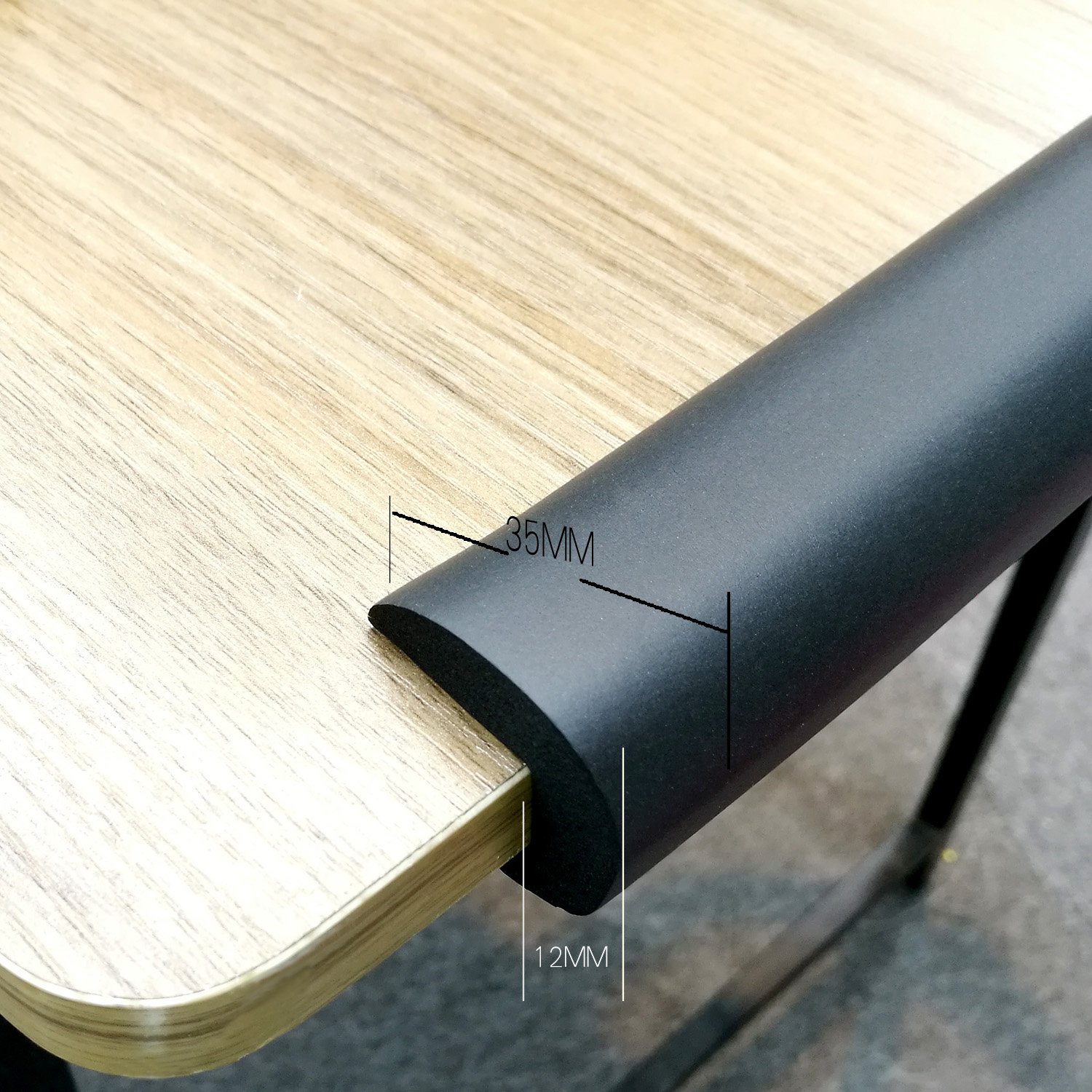 50M Protezione Bordi L-Forma Protezioni Antispigolo in Schiuma Sicurezza dei Vostri Bambini, Striscia Paraspigolo Spigolo, Extra Spesso Bordi Protezione, 10x5m, Nero KXD7000 Black
