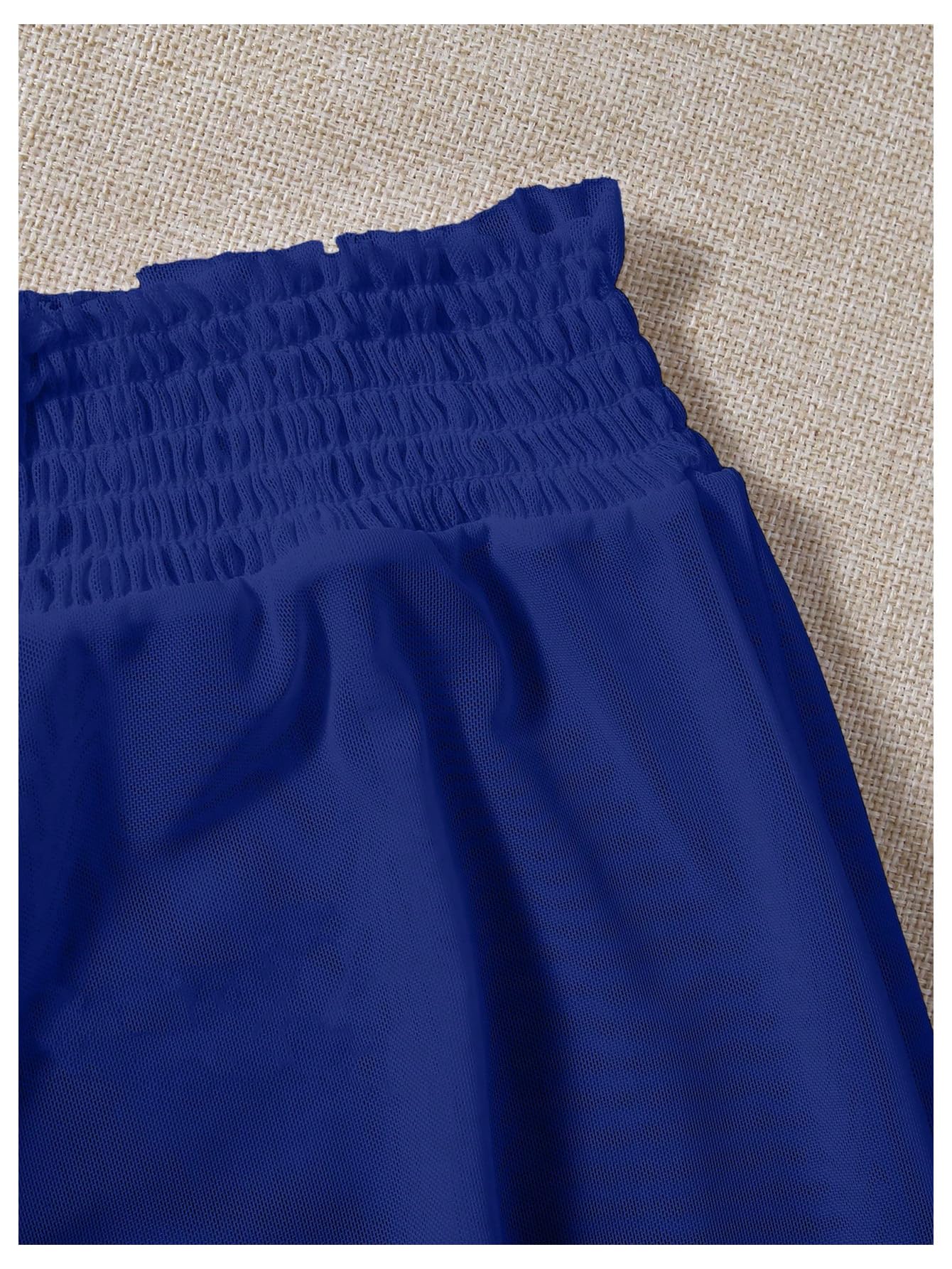 Costume da Bagno Bikini A Righe da 3 Pezzi da Donna, Costume da Bagno con Stringhe A Triangolo E Pantaloncini da Spiaggia, Blu E Bianco Piccolo