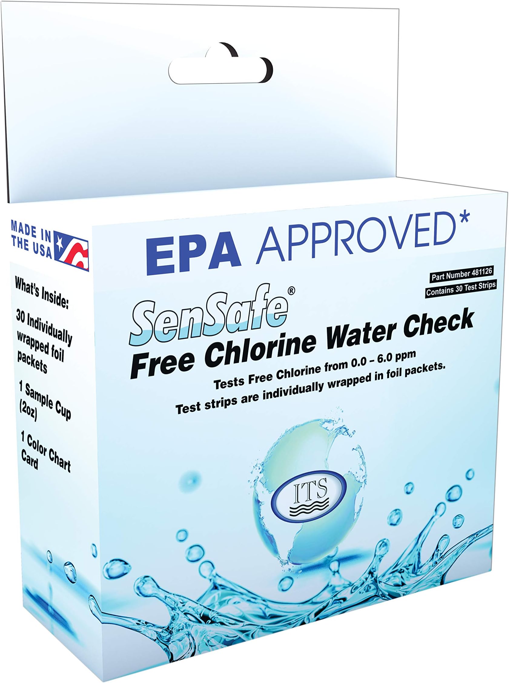 Industrial Test Systems SenSafe 481126 Free Chlorine Test Strip, 40 Seconds Test Time, 0-6ppm Range (Pack of 30)
