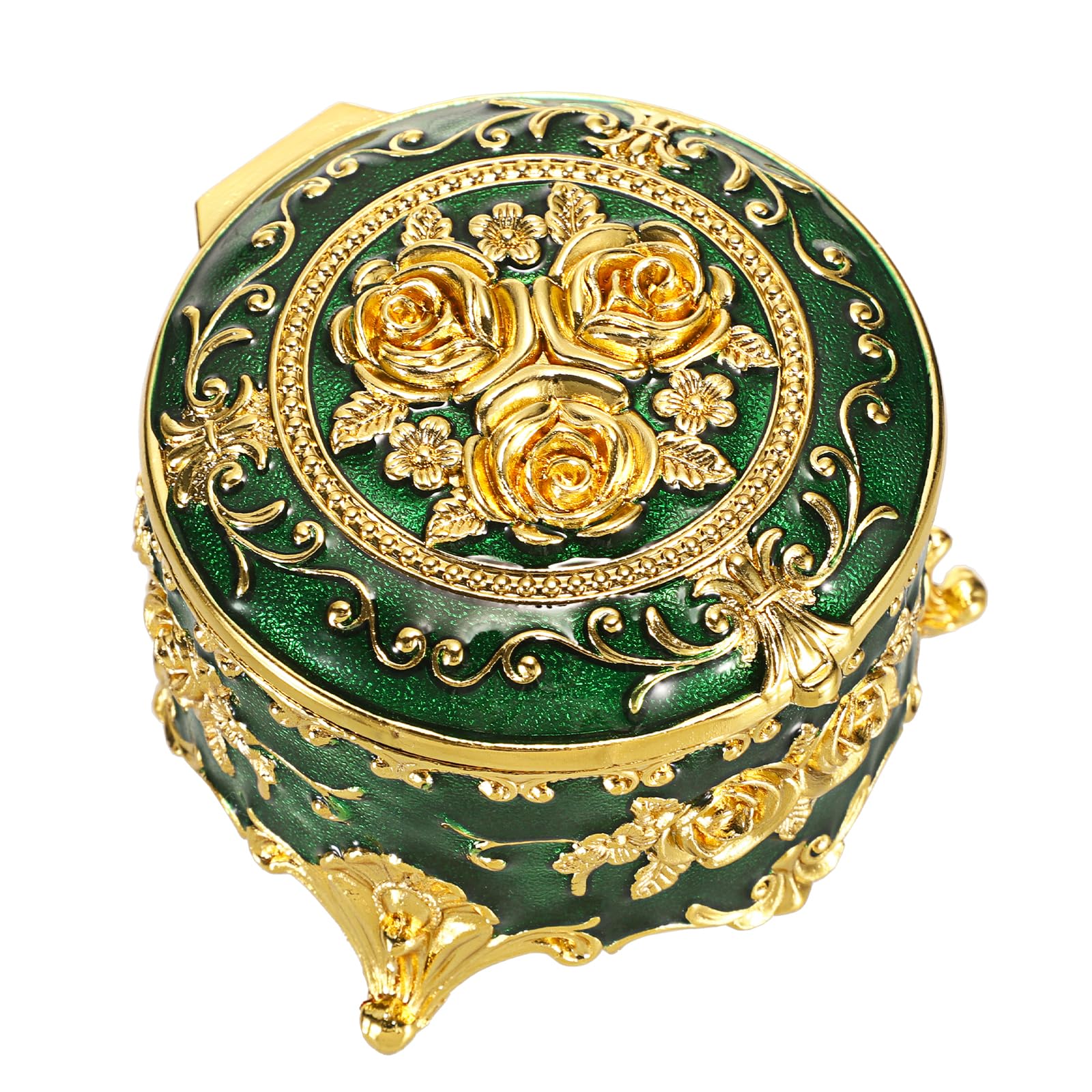 Petite boîte à bijoux verte en métal pour éviter de perdre vos bagues