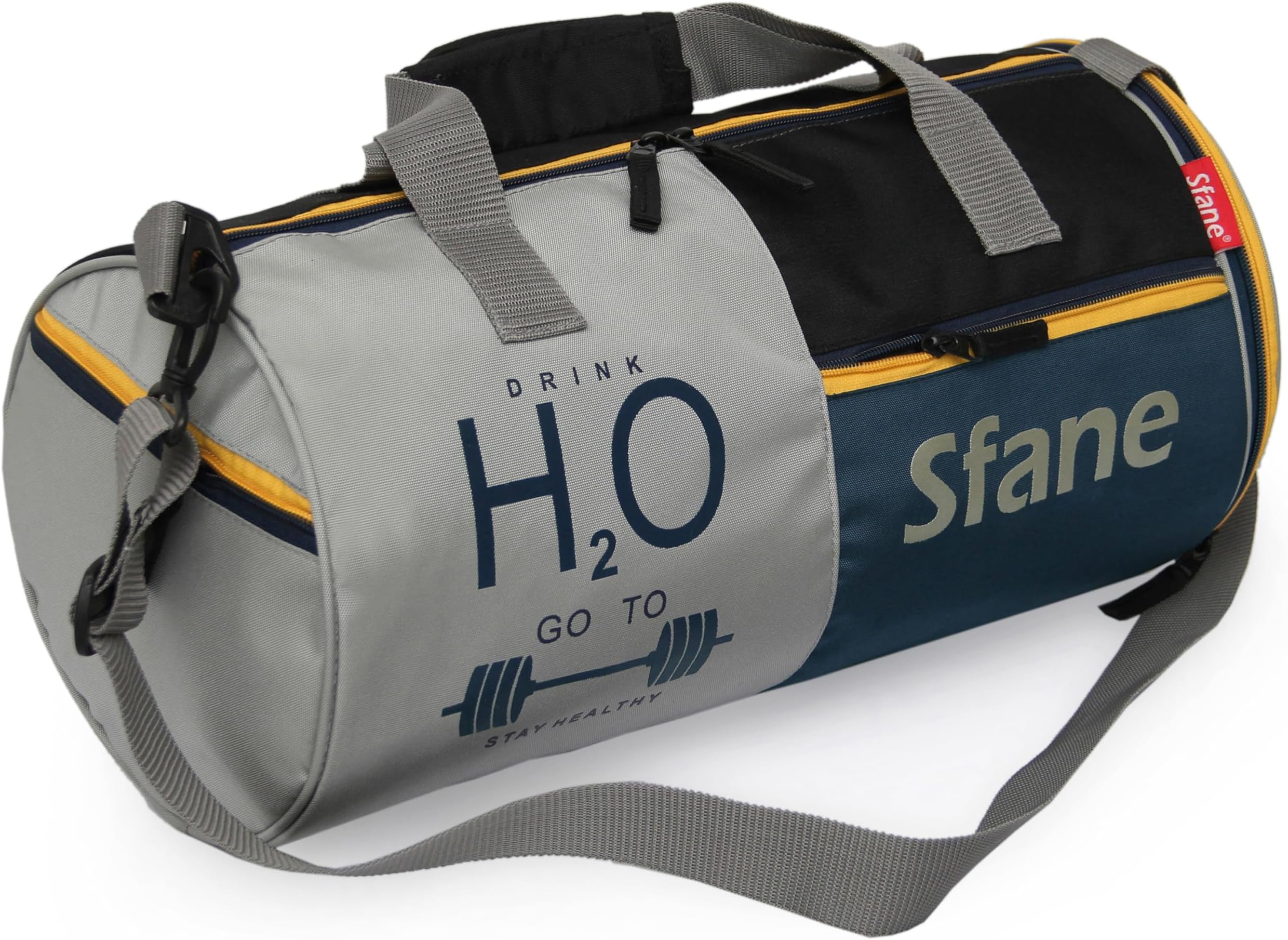 Gym Bags for Men with Separate Shoe Compartment Sports Gym Bags for Women Unisex Duffle Bags for Gym, Carry & Travel Adjustable Duffel Bags, Sports Bag - Grey & Navy Blue