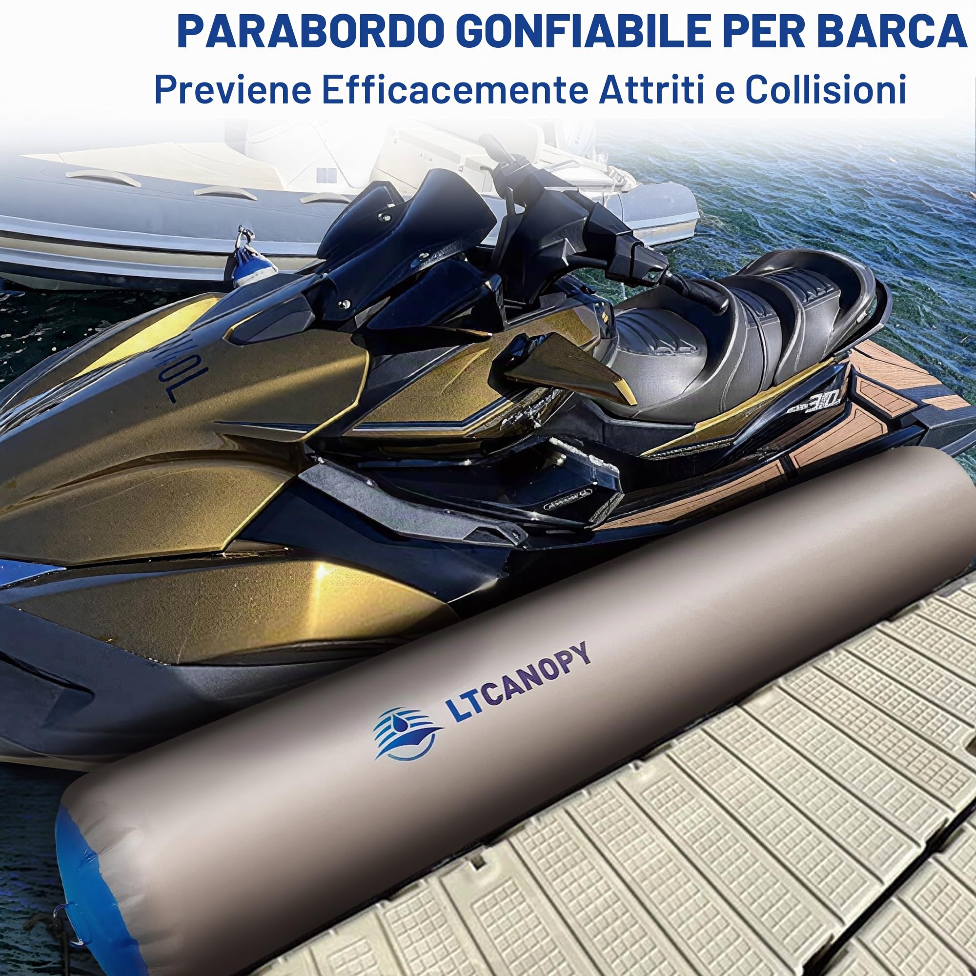 Gommone ad alte prestazioni, per ancoraggio, yacht, barche a vela, parafango da barca, dotato di corda in nylon a doppia treccia da 10 m, pompa a pedale