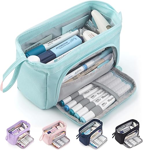 HVOMO Pencil Case Large Capacity Pencil Pouch Handheld Pen Bag Cosmetic Portable Gift for Office School Teen Girl Boy Men Women Adult (Pink)