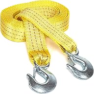 NEIKO 51005A Heavy-Duty Tow Strap with Hooks, 2x20 Ft, 10,000 lb Capacity - Truck, ATV, Recovery Tow Rope