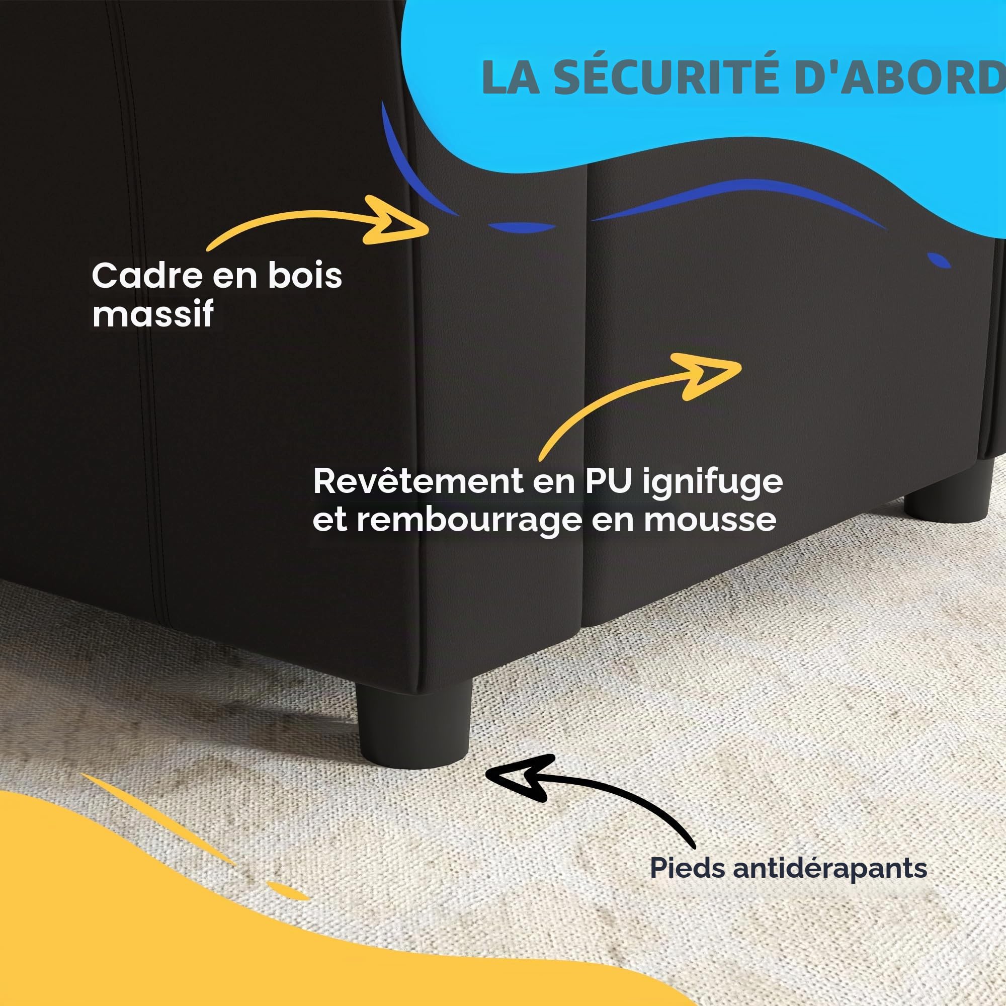 HOMCOM Fauteuil de Repos pour Enfants, Fauteuil pour Enfants en Cuir PU, pour, pour Jeunes avec Dossier réglable, Repose-Pieds, Appui-tête rembourré, Porte-gobelet,