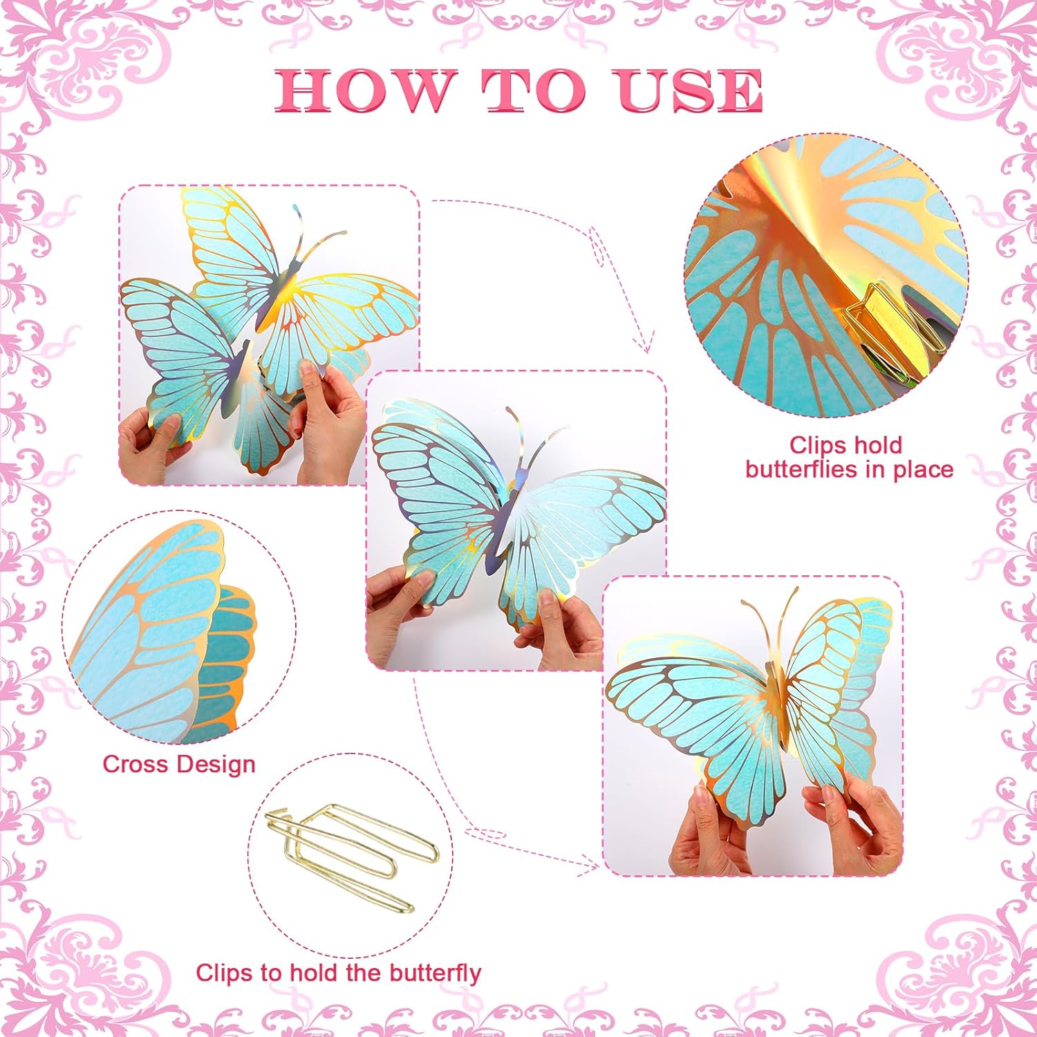 Wettarn 20 Pcs Butterfly Centerpieces for Tables Butterfly Party Decorations 3D Golden Table Toppers Centerpiece for Girl Party Birthday Baby Shower(12 x 9 in,10 x 7 in,Mix Color)