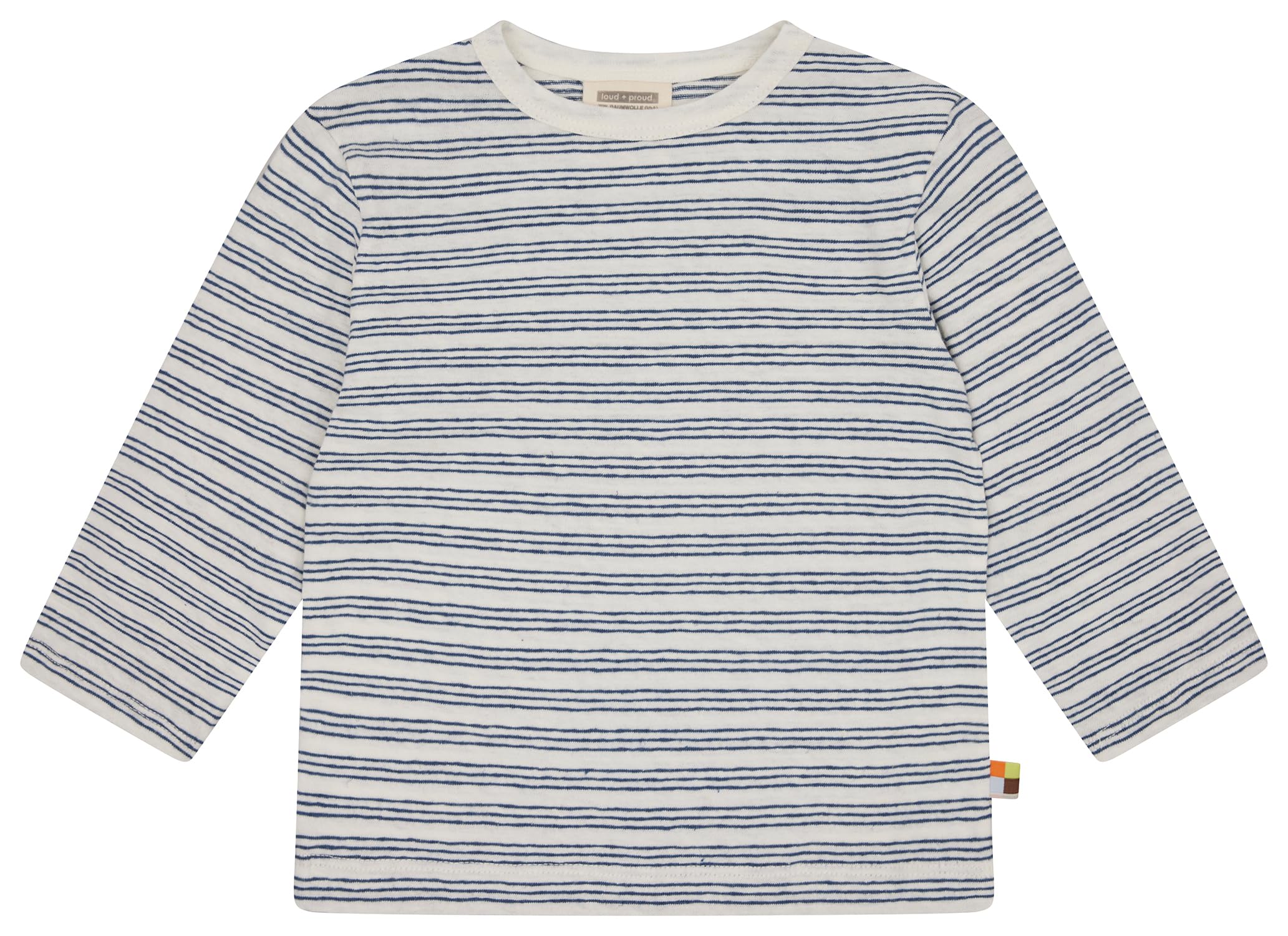 loud + proud Shirt Stripes with Linen and Organic Cotton, GOTS Certified, Ultramarine, 98-104