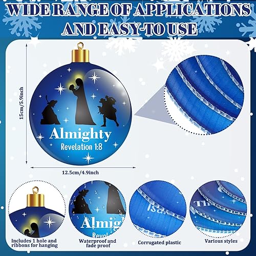 Miniatura 2 de Ceenna 24 adornos grandes de Navidad para exteriores, adornos de belén de doble cara, bolas de Navidad grandes, decoraciones cristianas colgantes