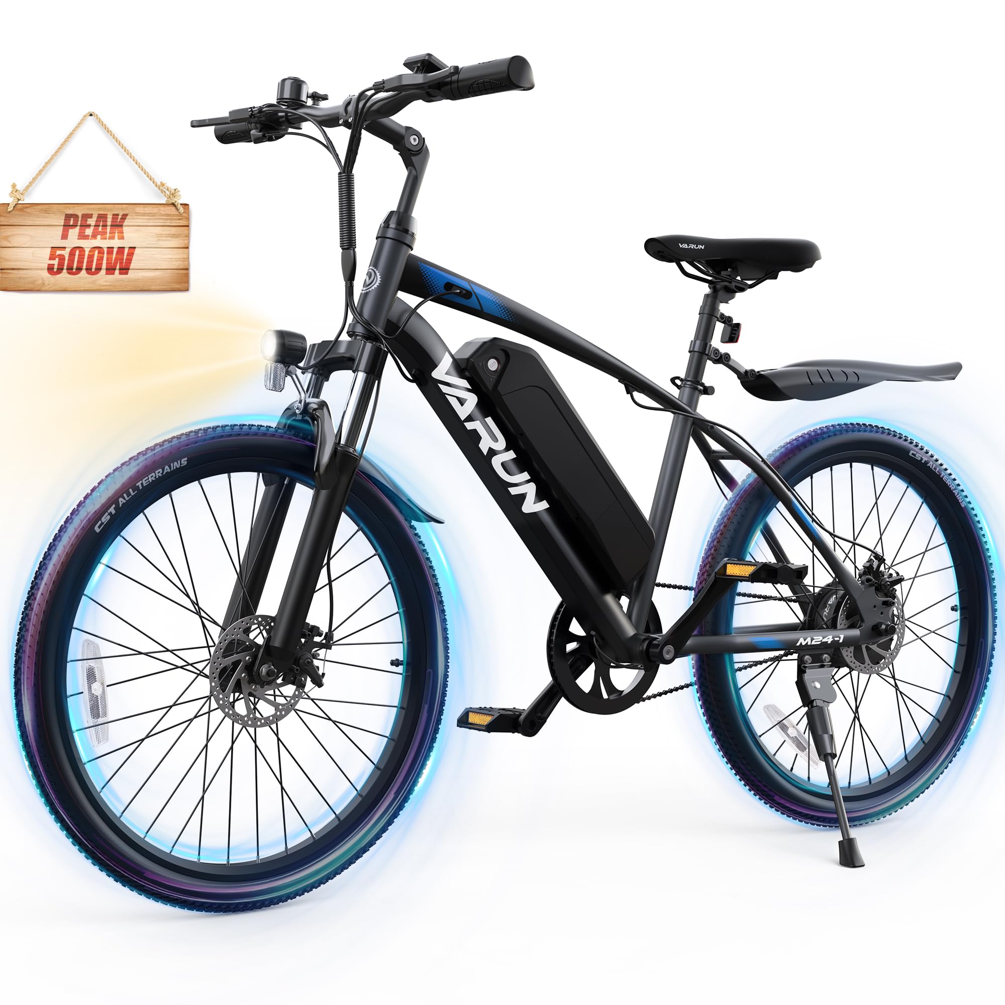 VARUN Electric Bike - Ebikes for Adults 350W 20MPH Commuter Ebike with 36V Removable Battery, 24'' Electric Mountain Bike with Front Fork Suspension and Dual Disc Brakes