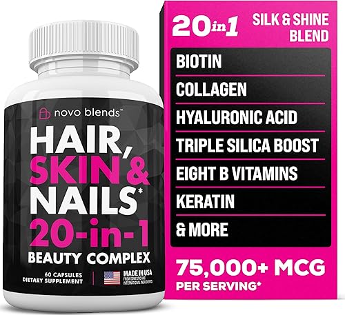 Biotin 10000mcg, colágeno, sílice, ácido hialurónico y queratina, vitaminas para la piel del cabello y las uñas para apoyar el crecimiento del