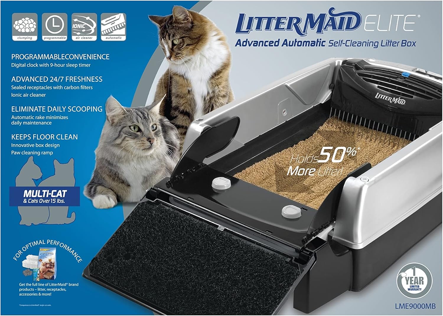 Littermaid LM980 Mega SelfCleaning Litter Box Automatic Multi Cat