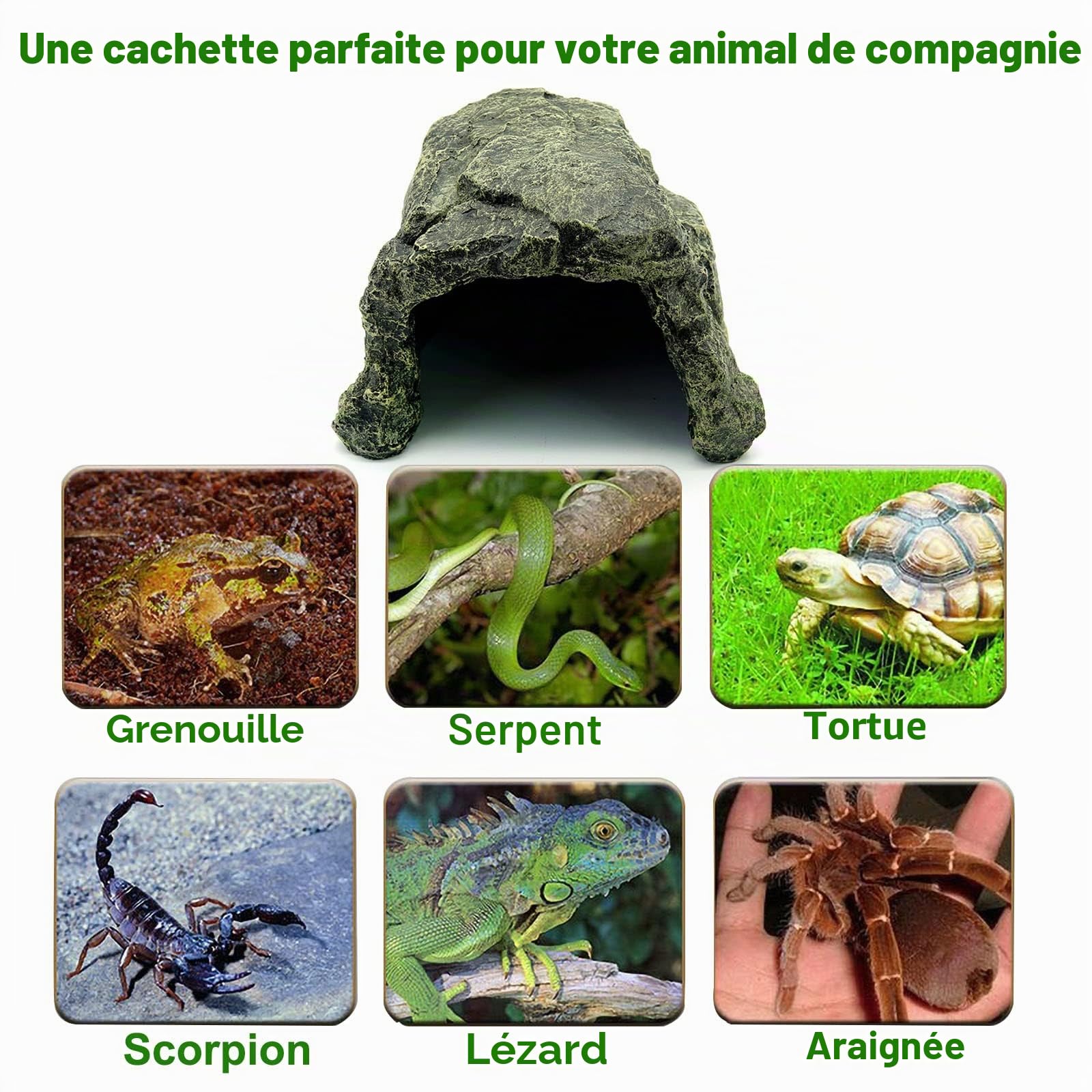 Besimple Cave décorative pour Poissons d'aquarium, Reptiles, cachettes en Pierre, cachette pour Aquarium, Accessoires d'aquarium pour Poissons Combattants (Betta), crevettes, Tortues, Amphibiens
