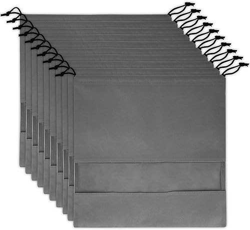 10 piezas de tela no tejida a prueba de polvo organizador de almacenamiento bolsa con cordón cubierta de polvo mediana (M, gris)