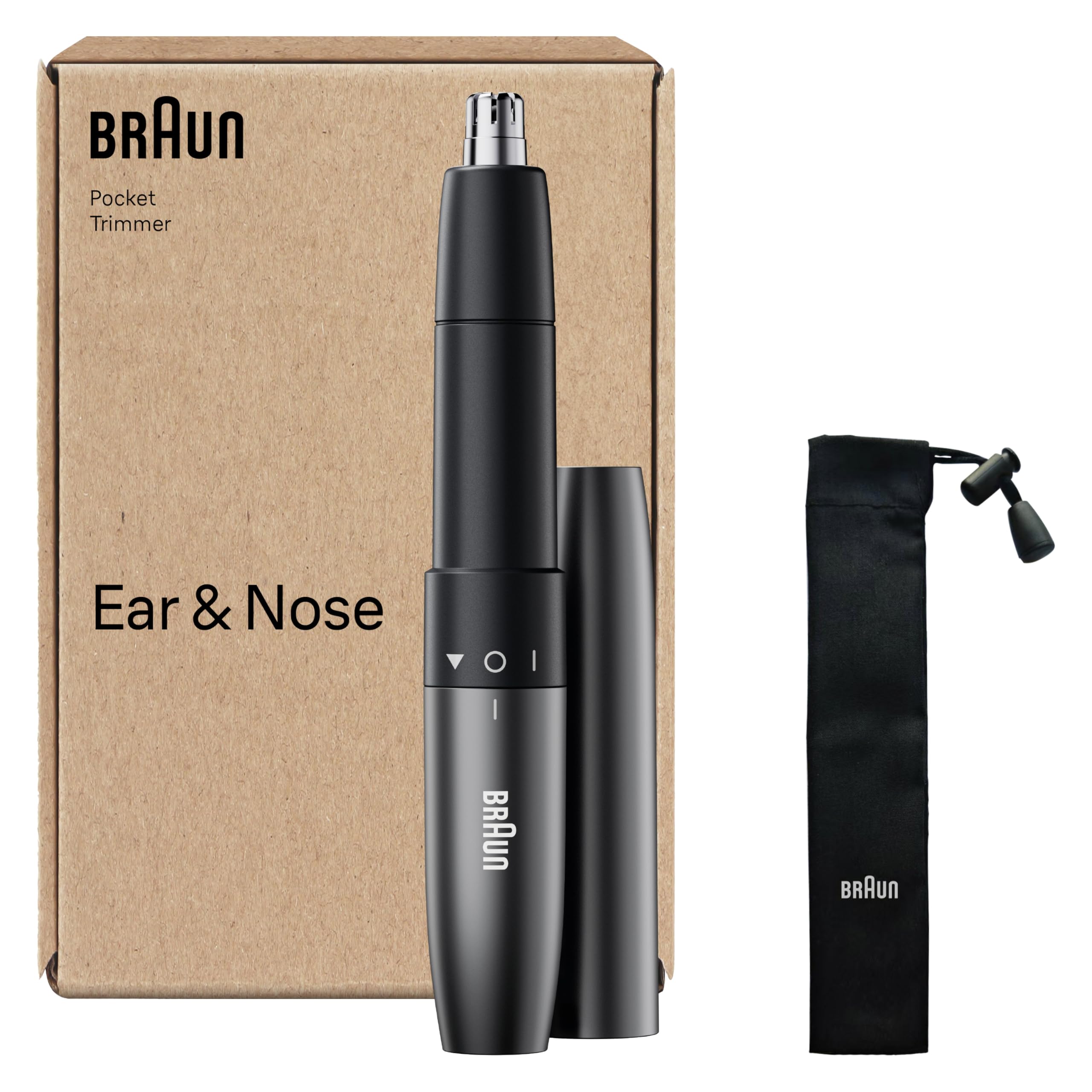 Braun EN21 Rifinitore per Naso e Orecchie, Grigio, a Batteria | Tascabile, Doppia Lama, Tecnologia SkinGentle, Lama Lavabile, Compatto e Pratico in Viaggio, Batteria AAA Inclusa