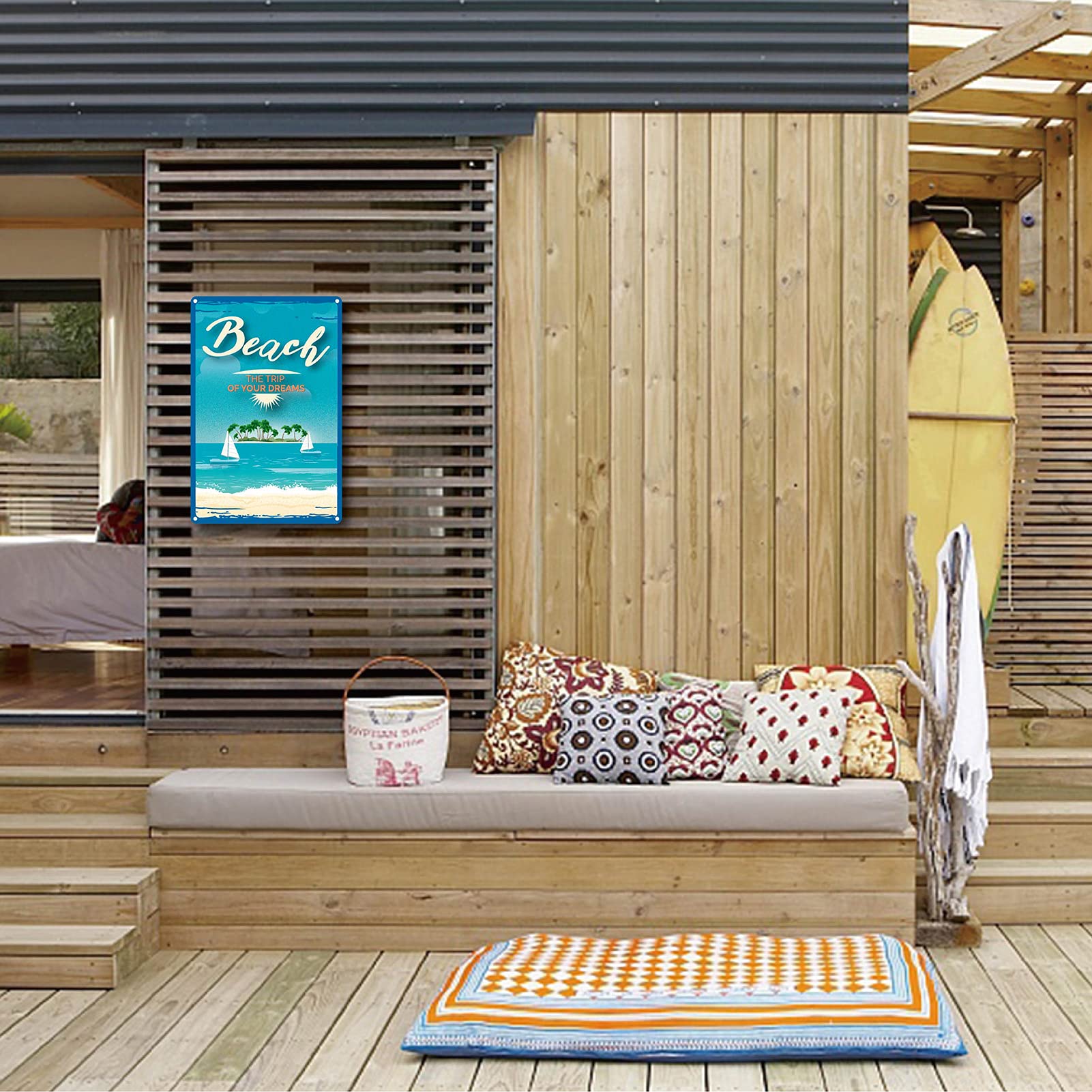 CREATCABIN Targa In Metallo Vintage Spiaggia Il Viaggio Dei Tuoi Sogni Divertenti Insegne Retrò Per Caffè Bar Pub Negozio Decorazioni Da Parete, 8 X 12 Pollice