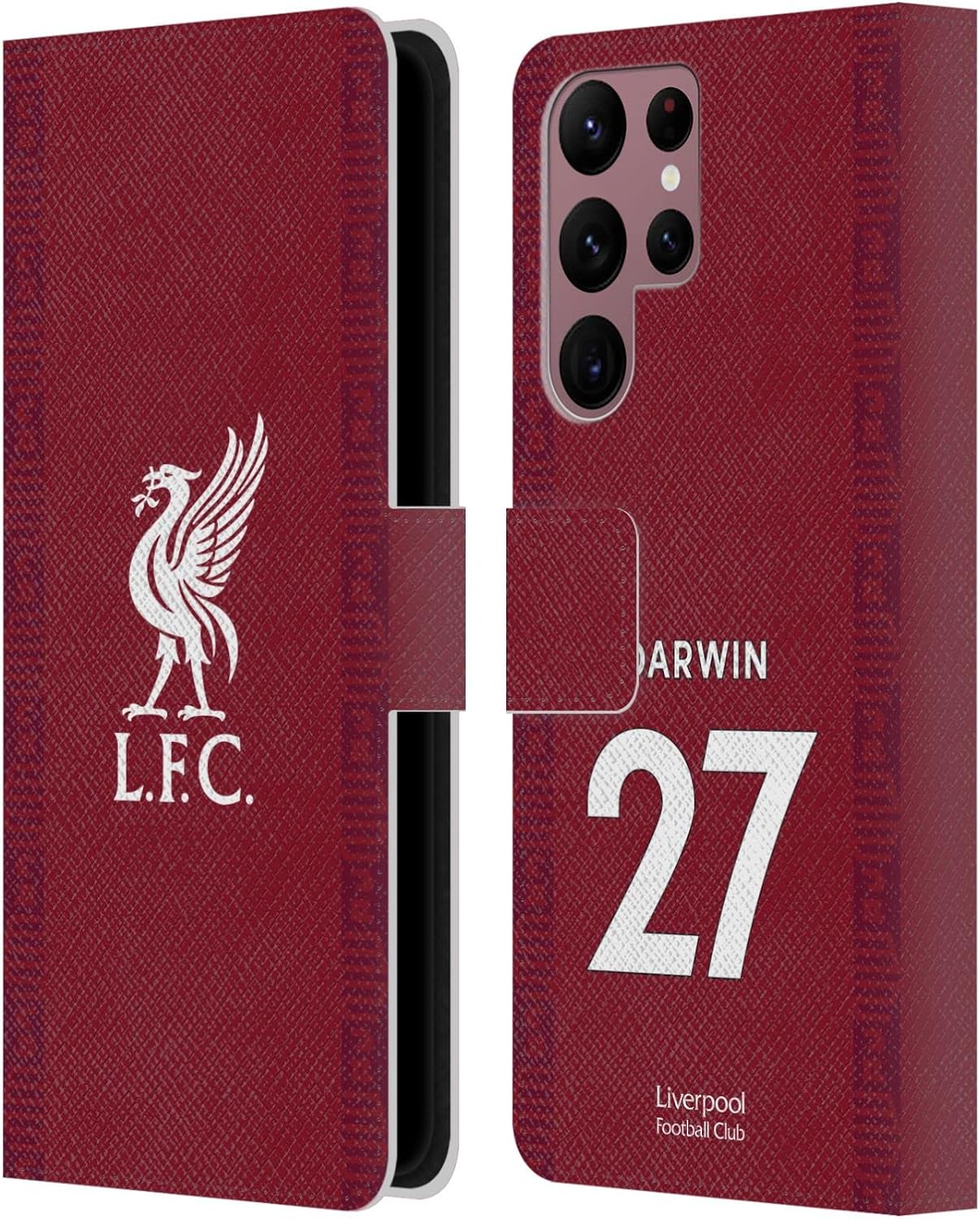 Head Case Designs Officially Licensed Liverpool Football Club Darwin Núñez 2022/23 Players Home Kit Leather Wallet Case Compatible with Samsung Galaxy S22 Ultra 5G