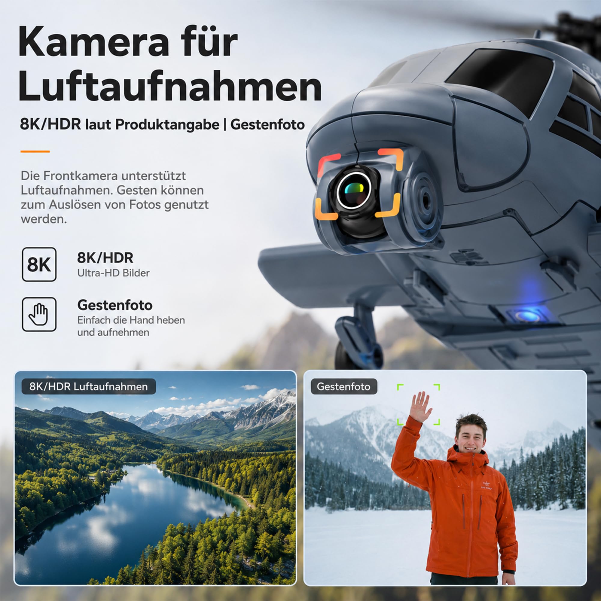 RC Helikopter Brushless 4CH mit Optical Flow, HD Display, 2 Akkus | Optical Flow, Ein-Knopf-Start/Landung, HD Display Controller, geeignet für Indoor-Flug und Erwachsene