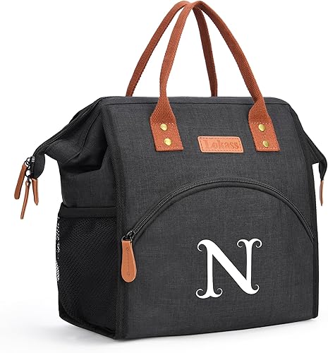 Miniatura 42 de Lonchera personalizada para mujer, bolsa de almuerzo reutilizable con iniciales, aislada, lonchera para adultos de apertura amplia, enfriadora de
