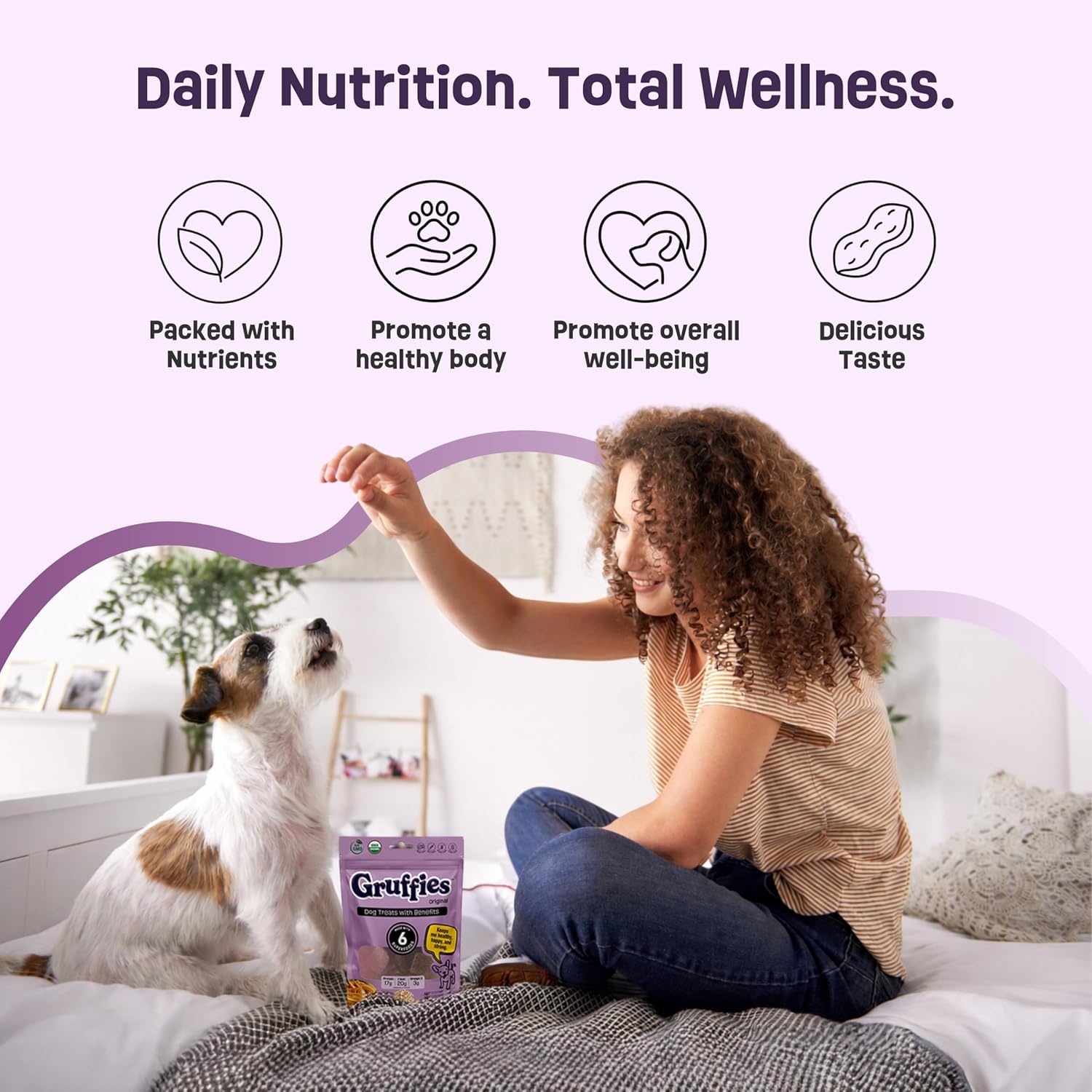Organic Dog Treats for Everyday Wellbeing – Peanut Butter Flavor with Superfoods – High Protein & Omega-3 – Training Treats – No Fillers, Non-GMO, Vet Approved – Made in Canada - 6 oz (Pack of 6)