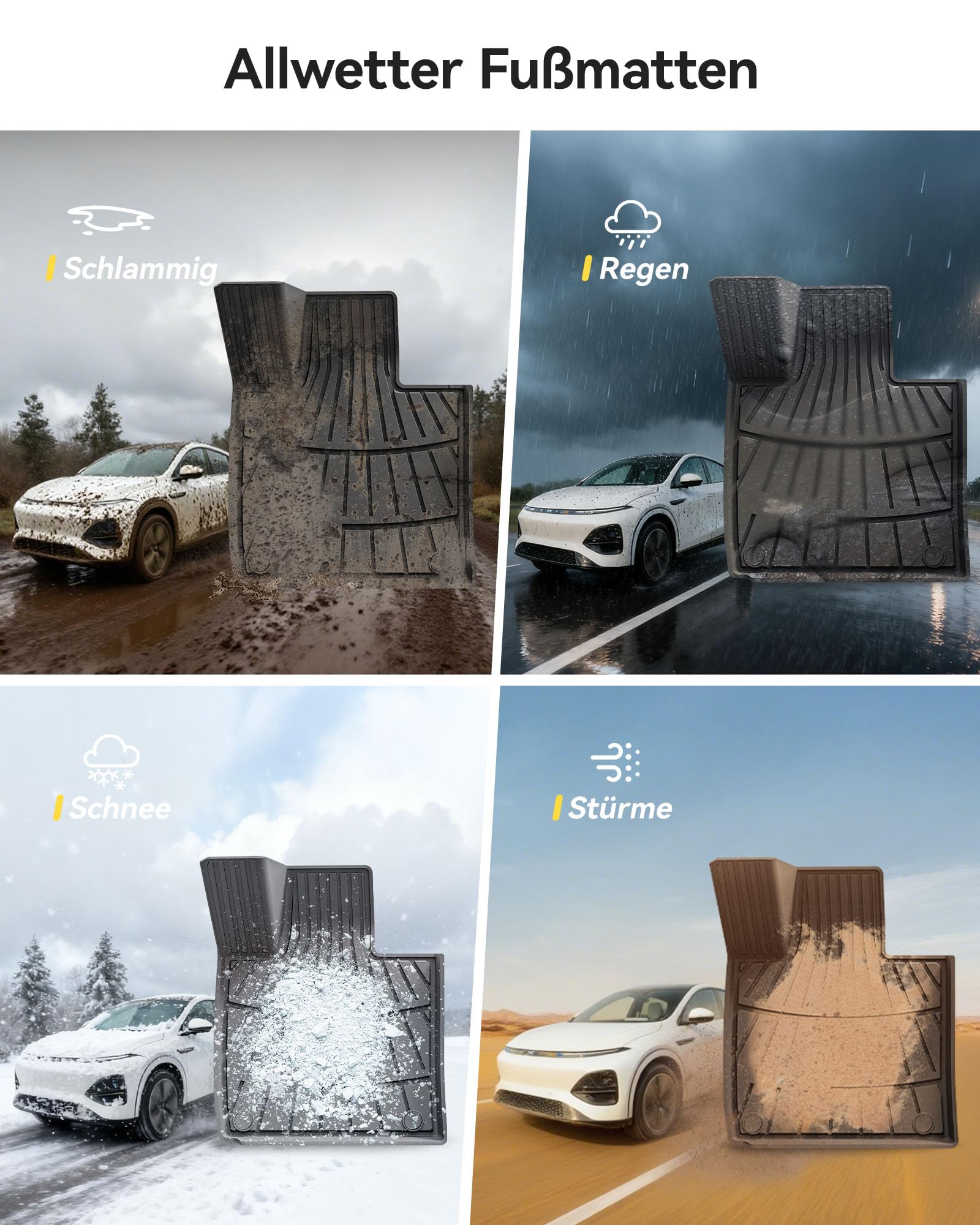 3W Fußmatten & Kofferraumwanne & für Xpeng G6 2023-2026 | TPE Thorex™ Allwetter | 3D Maßgeschneiderte Passform | Hundefreundlich Auto Zubehör | Wasserdicht & Kratzfest | Antirutsch