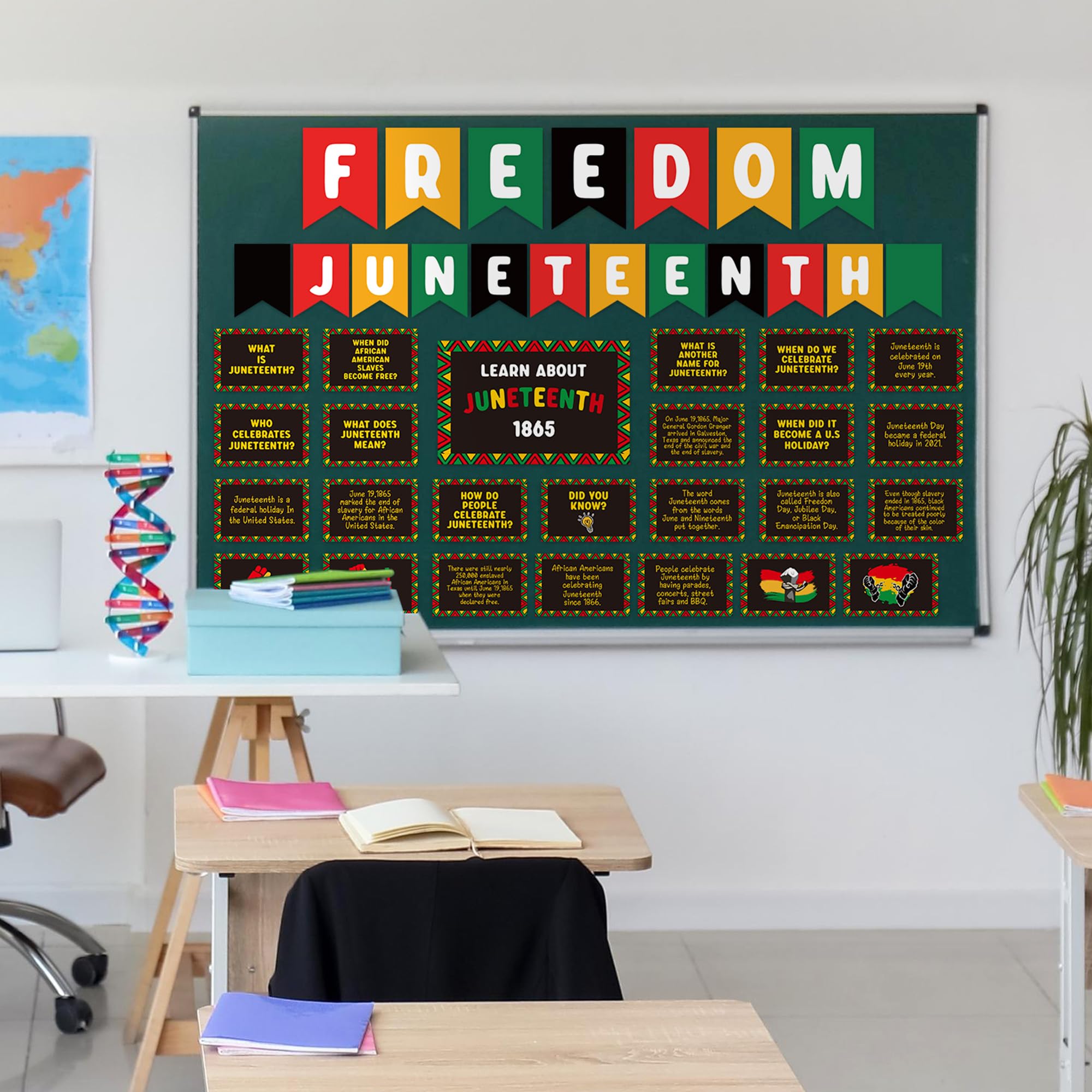WATINC Black History Month Poster - 44PCS Happy Juneteenth Bulletin Board Banner Classroom Decoration, African American Freedom Day Inspirational Border Cutout, June 19th School Board Wall Decor - Image 4